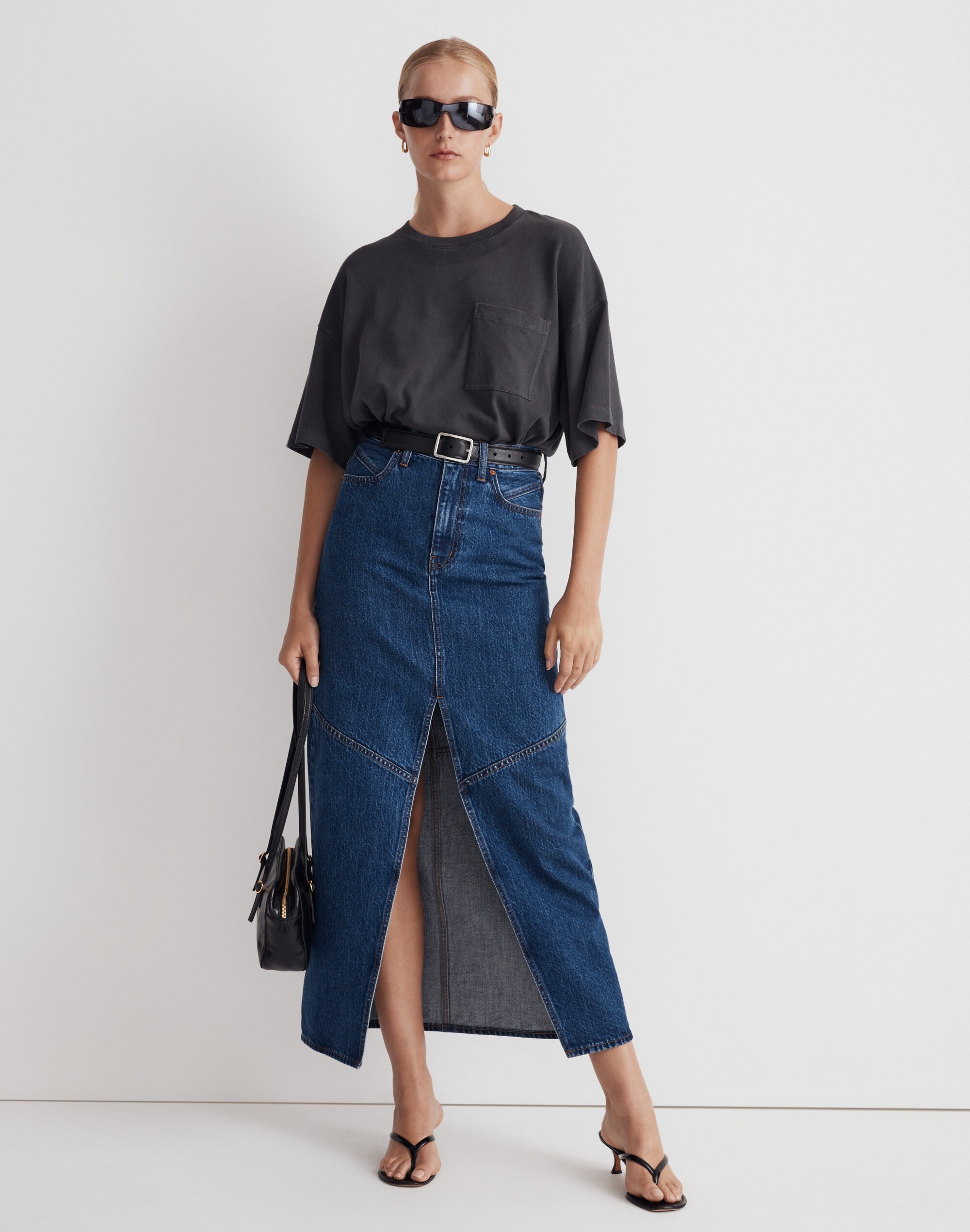 Denim Mid-Rise Maxi Skirt in Pineland Wash