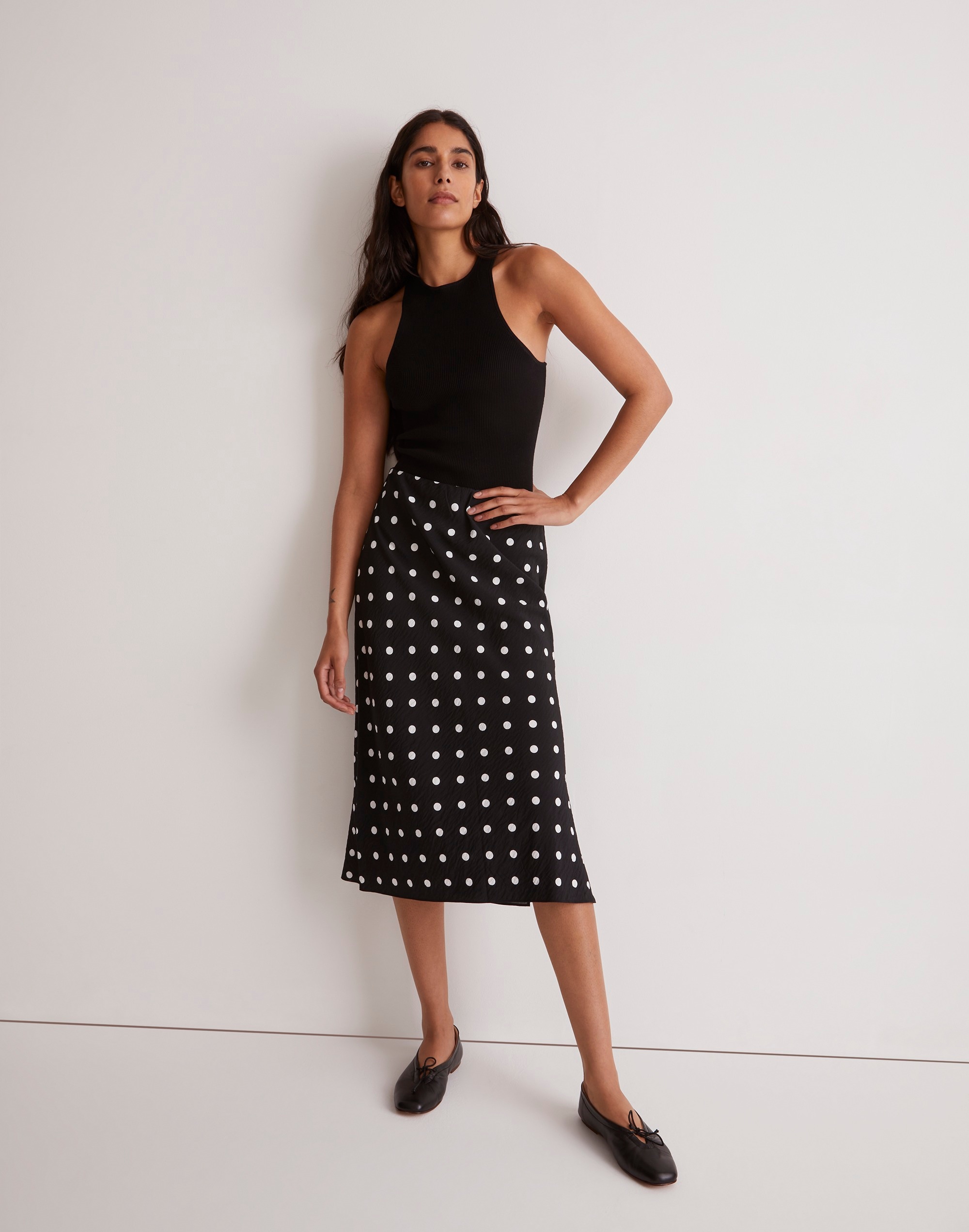 The Layton Midi Slip Skirt Polka Dot