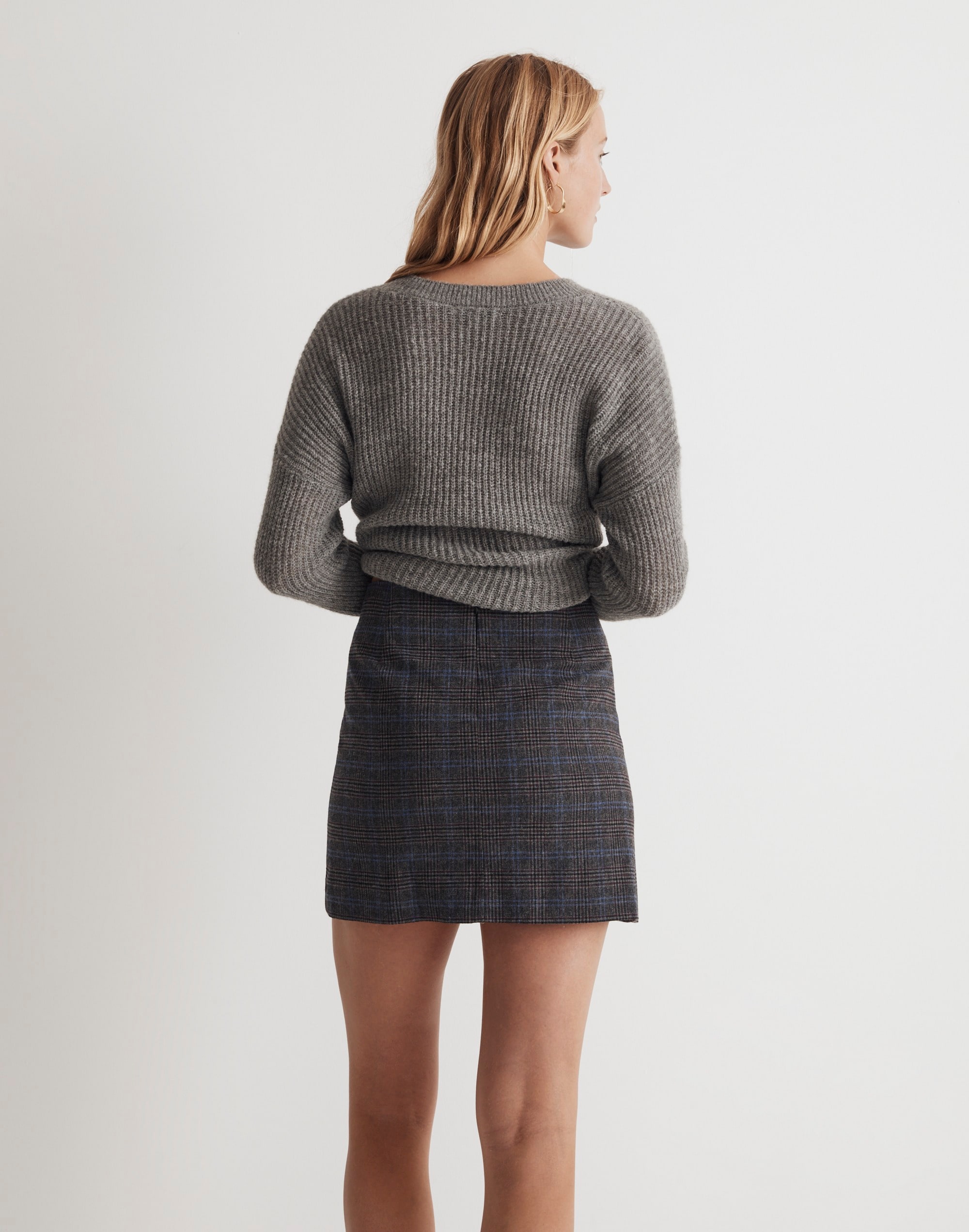 Wool-Blend Mini Skirt Plaid
