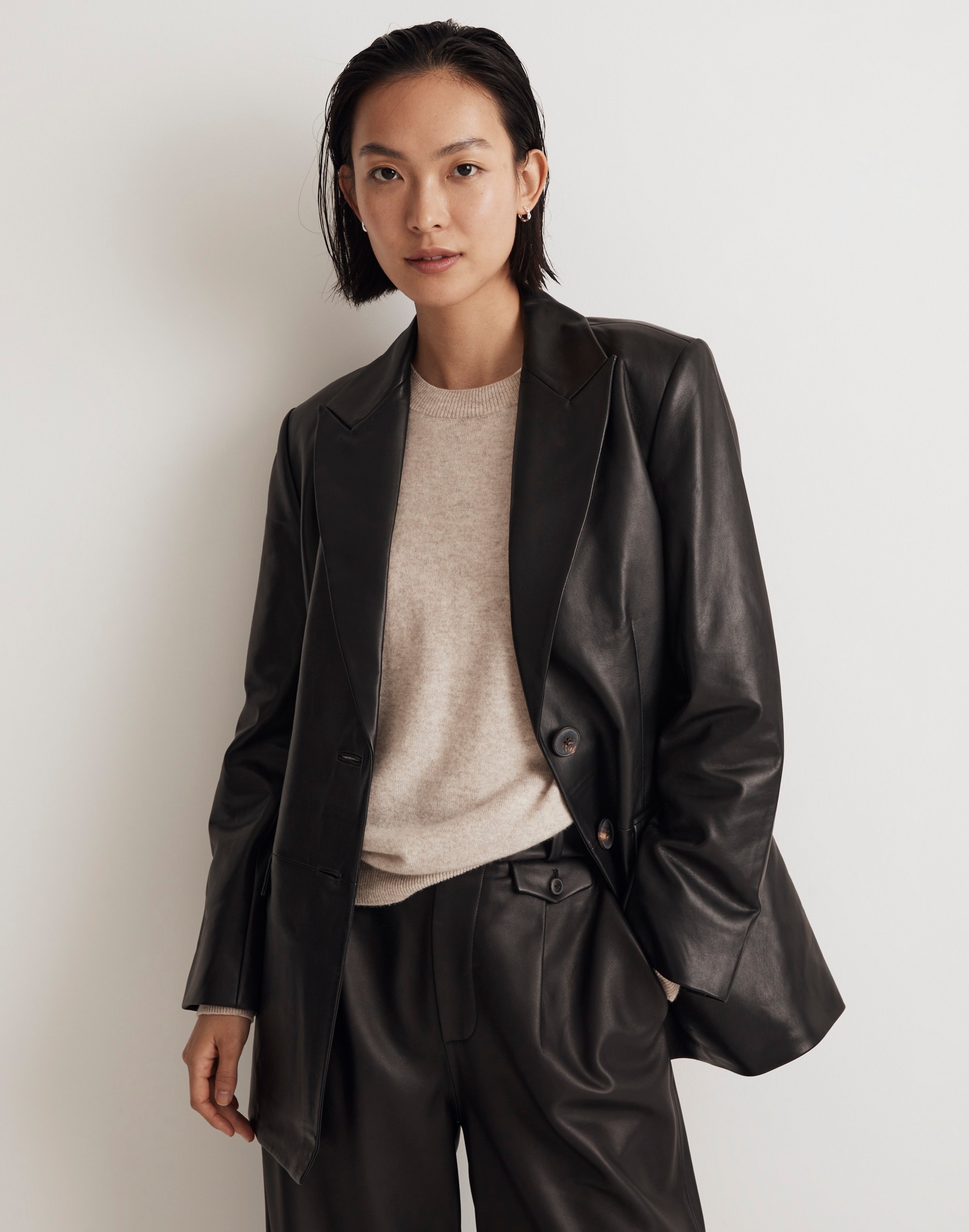 The Bedford Oversized Blazer in Leather