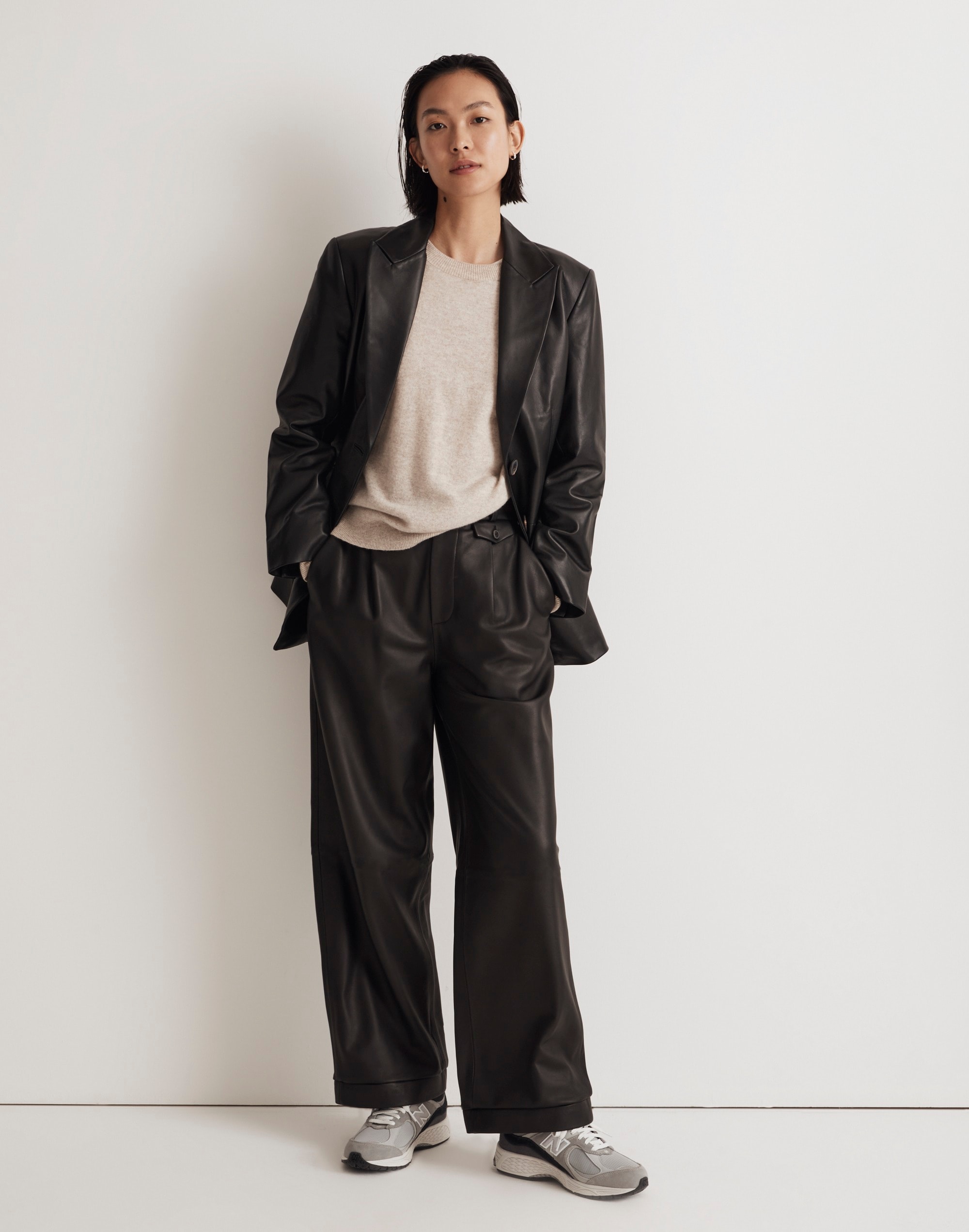 the bedford oversized blazer in leather