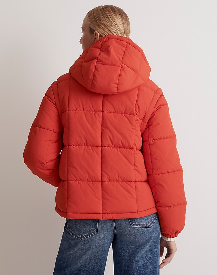Madewell Women's Mwl Reversible Puffer Hoodie Jacket in Spiced Raisin - Size Xxs