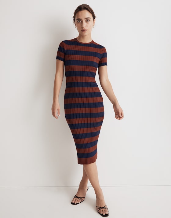 ribbed midi sweater dress Ingrid + Isabel Maternity Long Sleeve Trendy and chic for your Fall Fashion Madewell (Re sourced Ribbed Midi