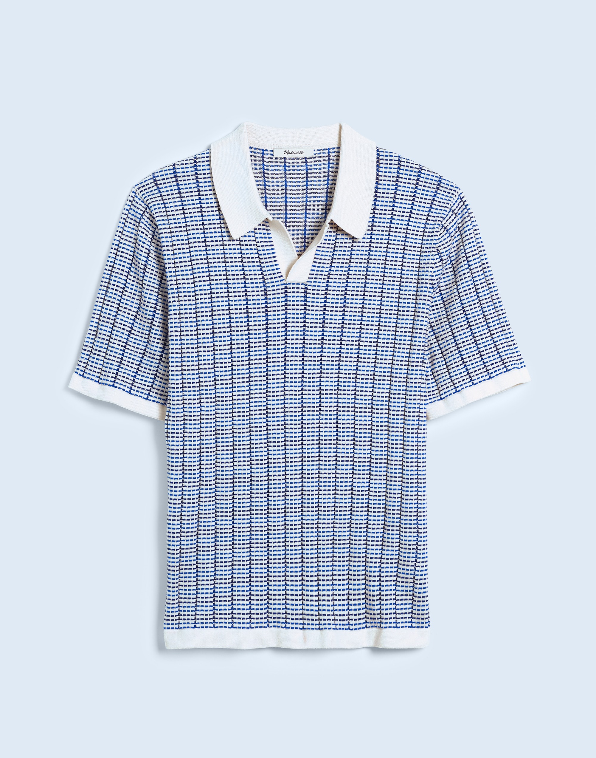 Johnny-Collar Short-Sleeve Sweater Polo