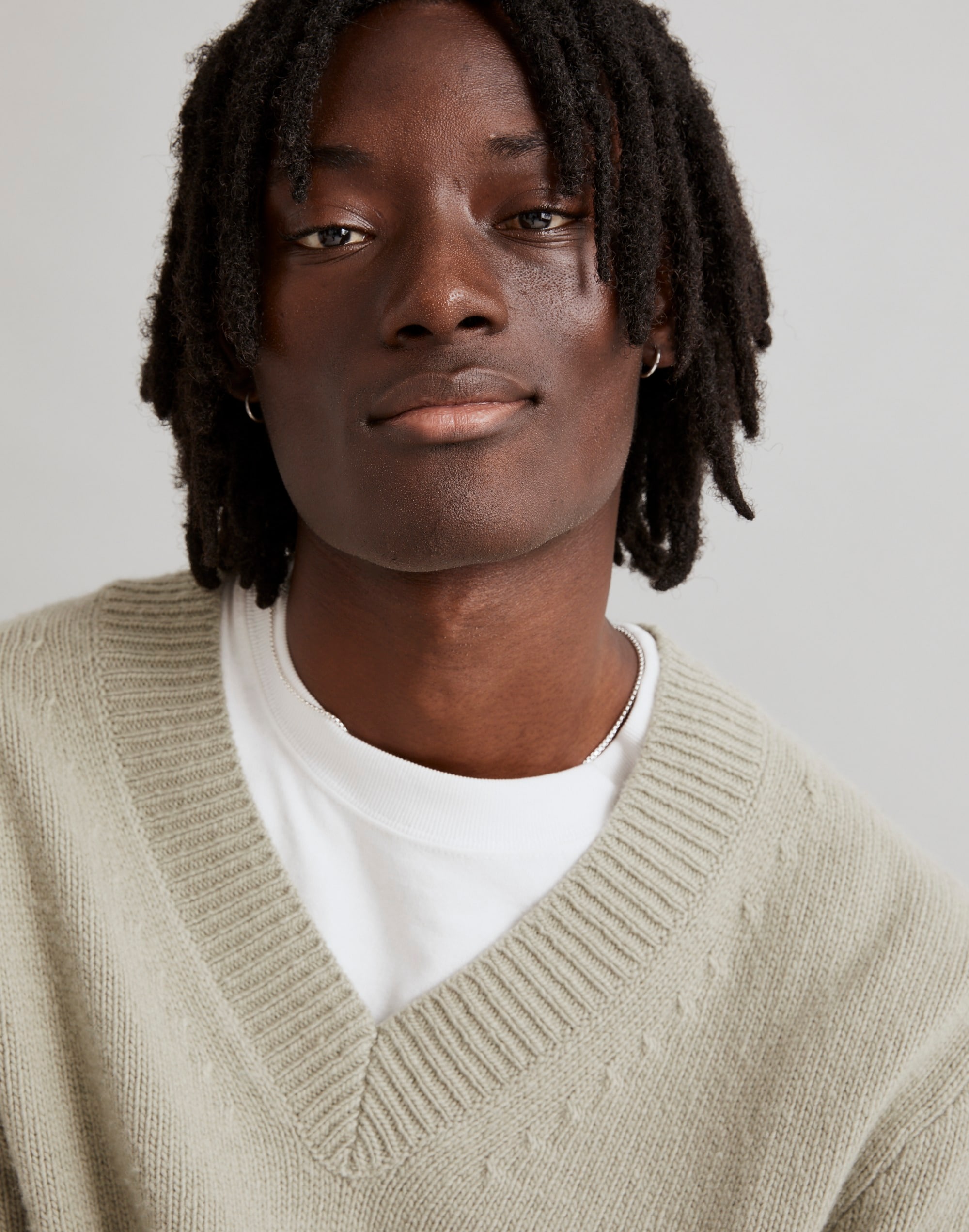 Wool-Blend V-Neck Sweater