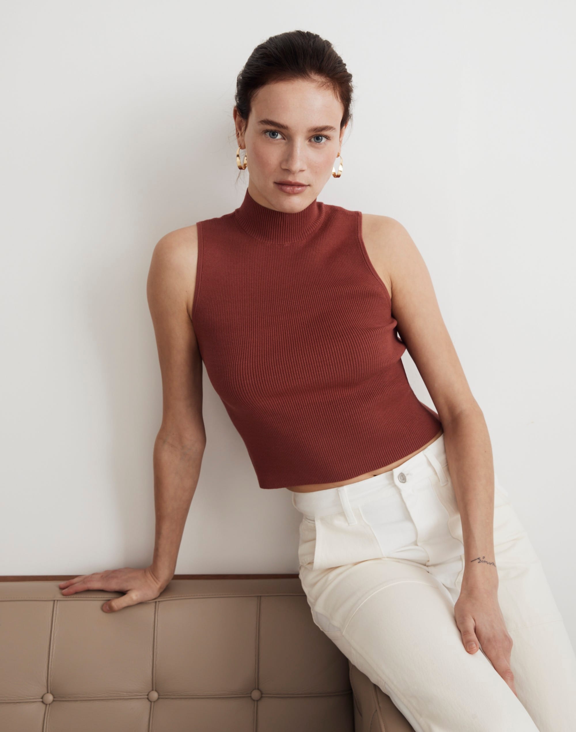 The Signature Knit  Mockneck Sweater Tank