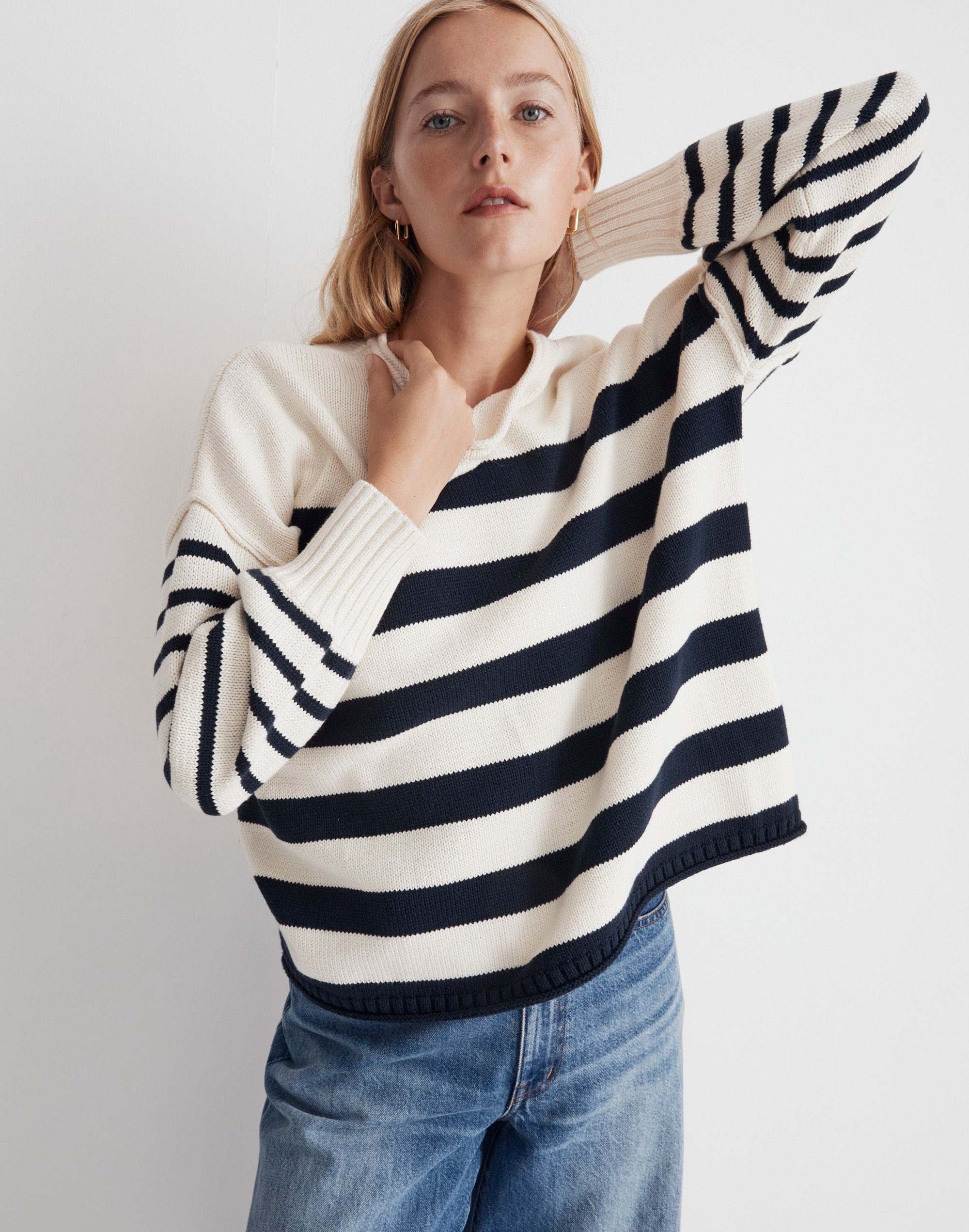 conway pullover sweater in mixed stripe