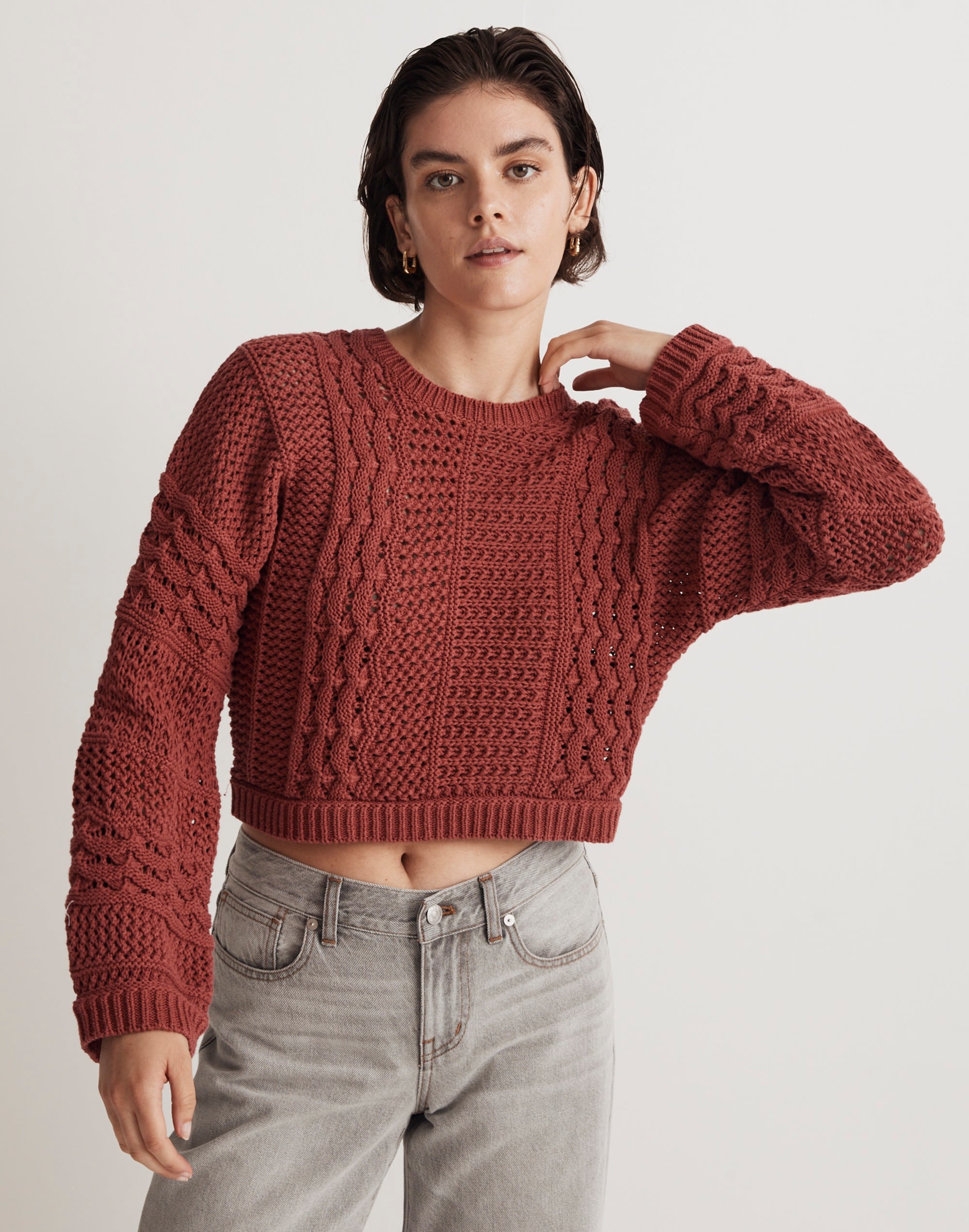 Crochet-Knit Crop Sweater
