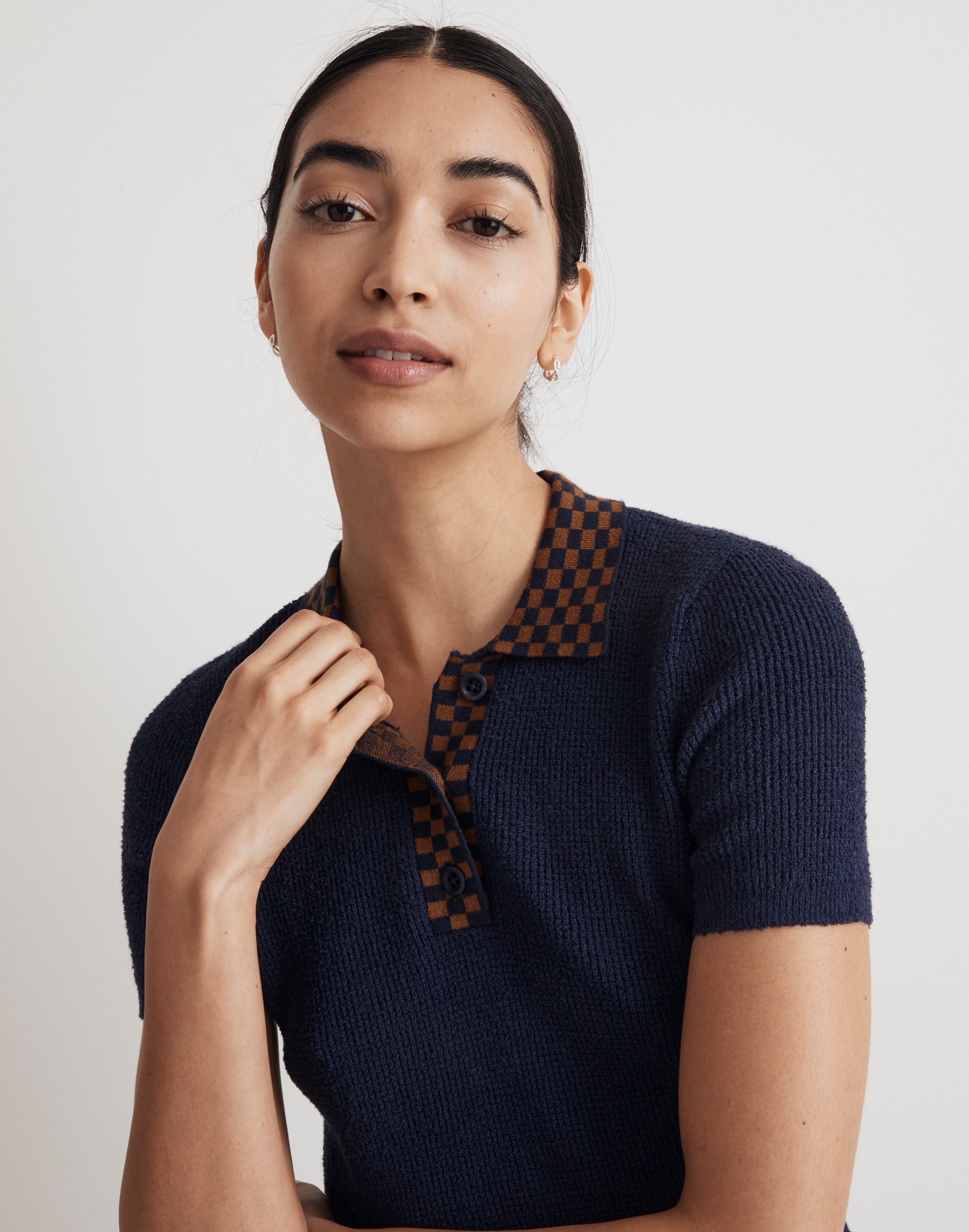 Boucl&eacute; Sweater Polo Tee