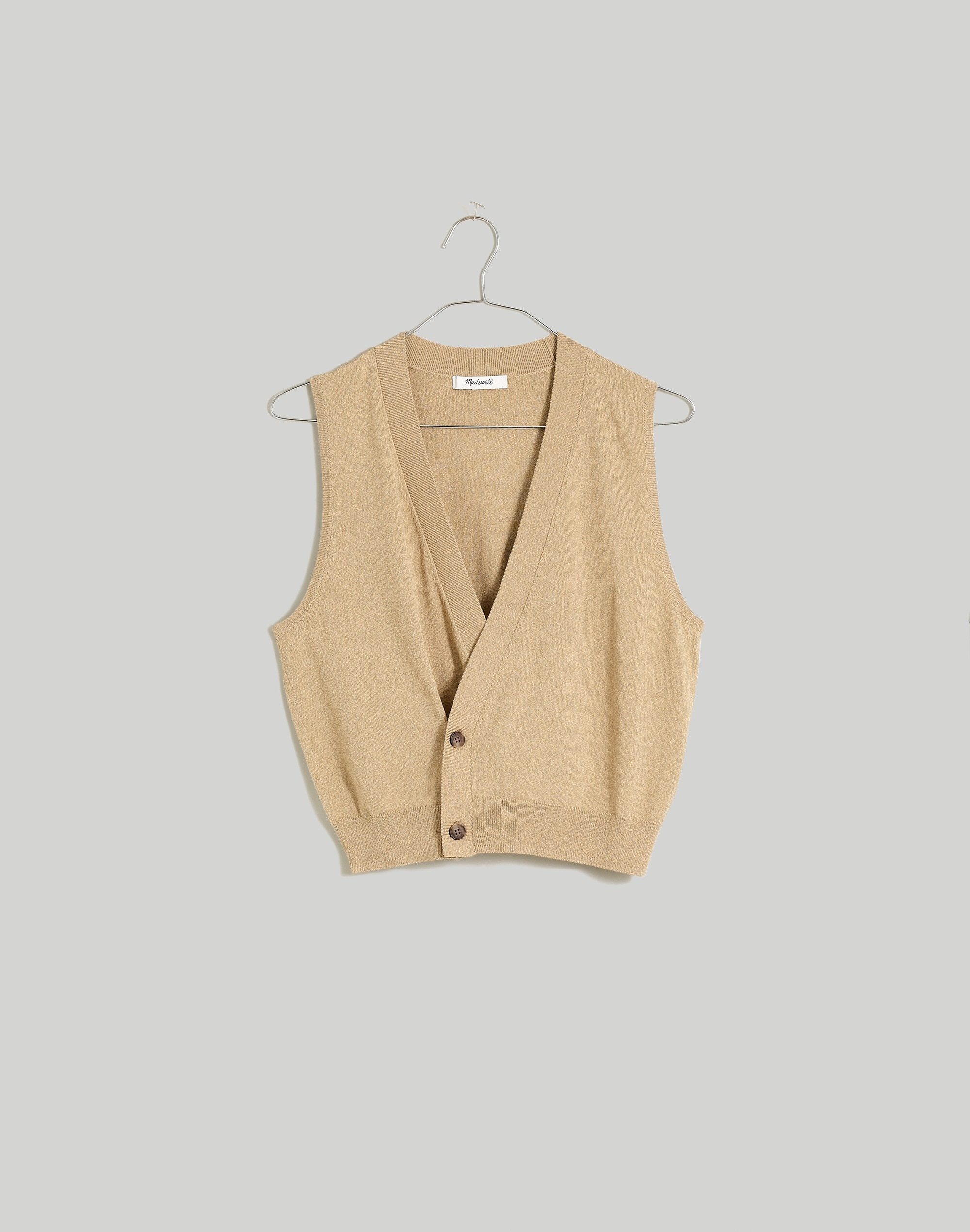 Asymmetric-Button Sweater Vest