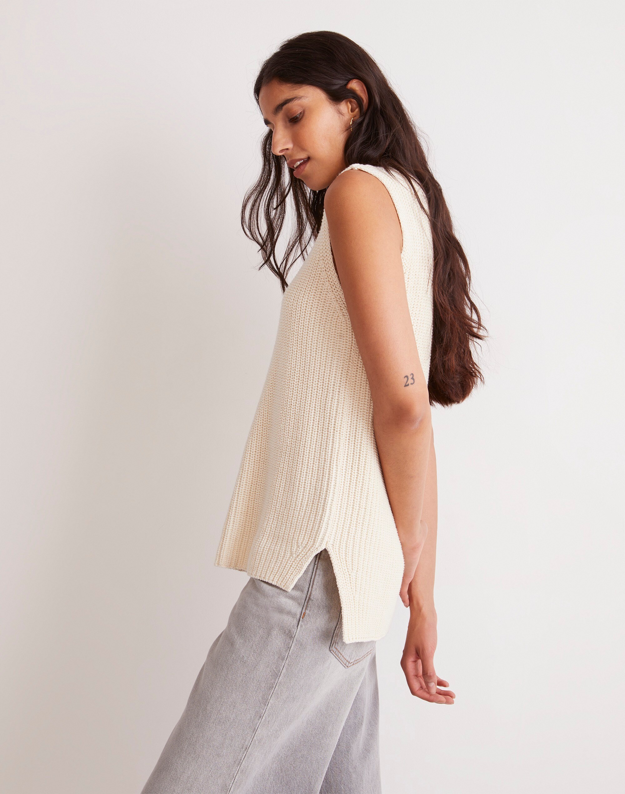 Ribbed Long Sweater Vest