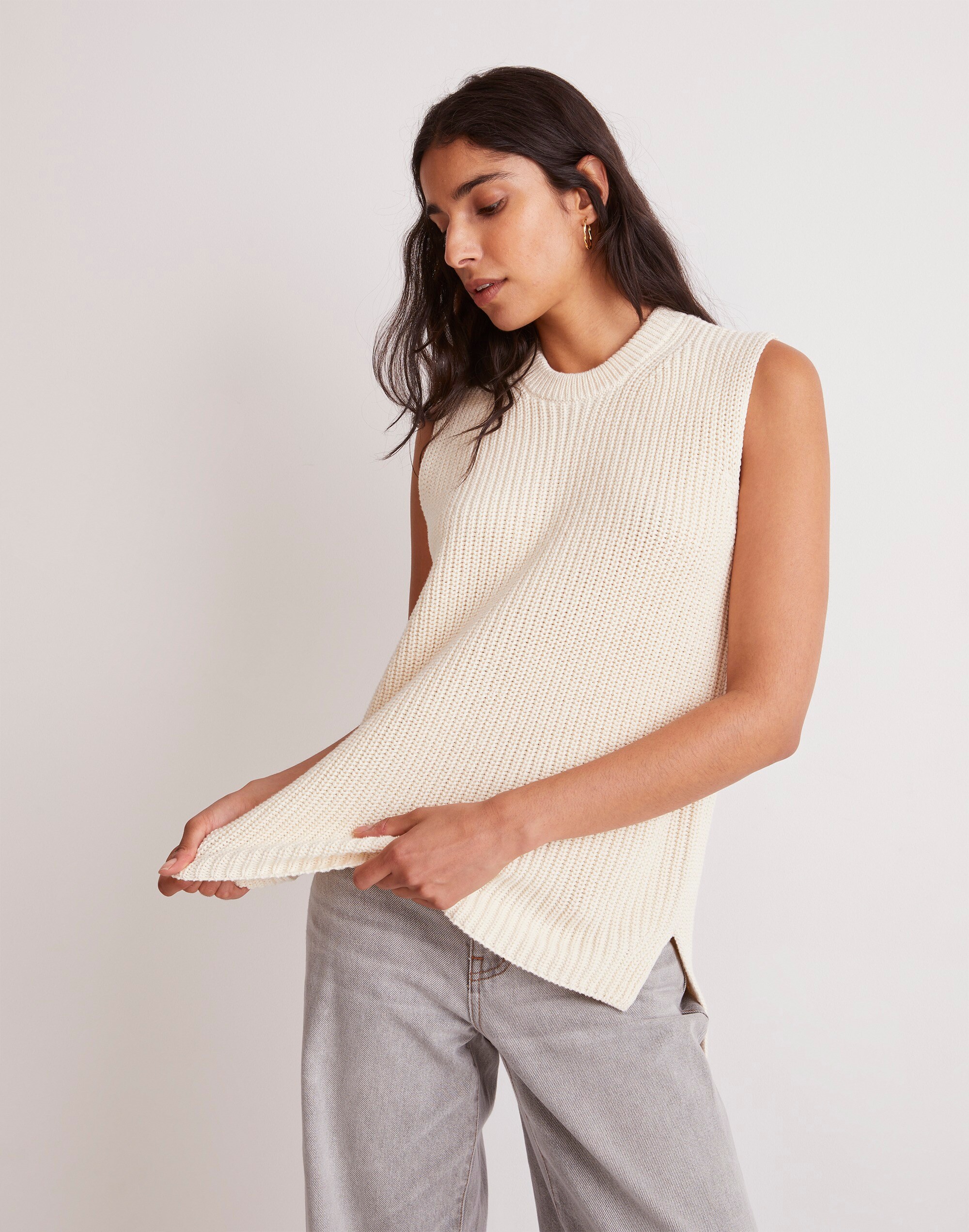 Ribbed Long Sweater Vest