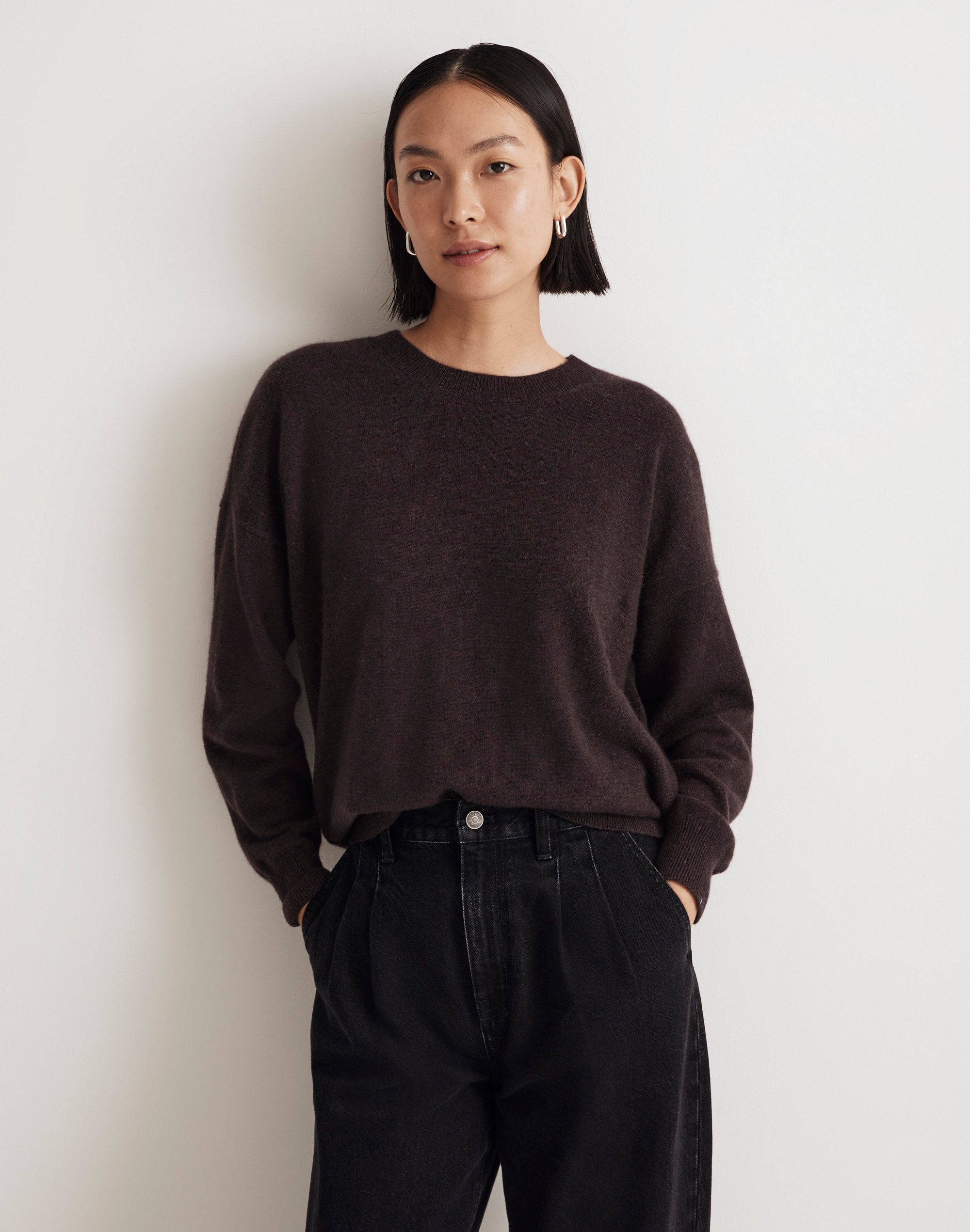 Mw Cashmere Oversized Crewneck Sweater In Hthr Stout
