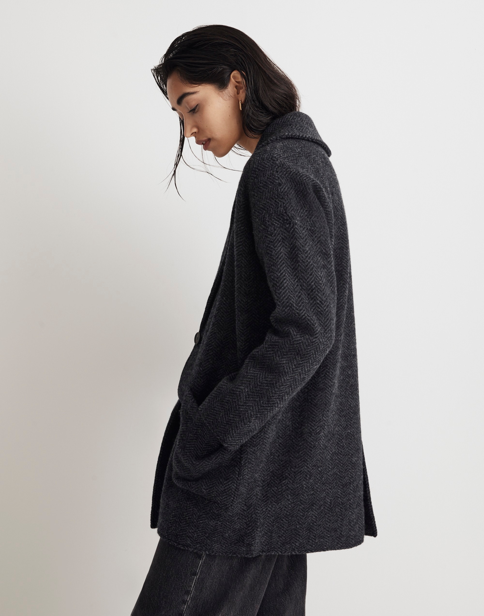 Herringbone Oversized Sweater Blazer