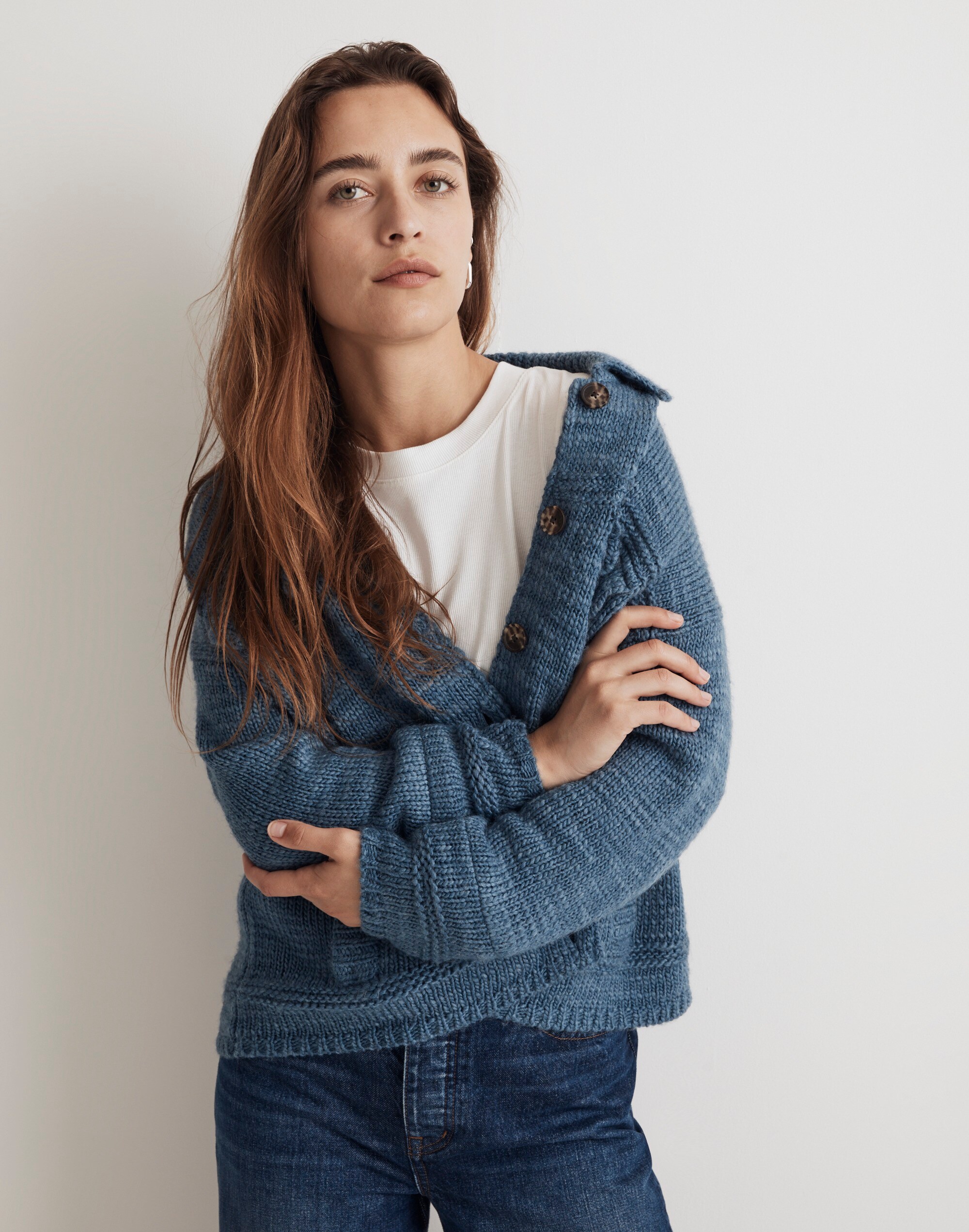 Textured Sweater Trucker Jacket