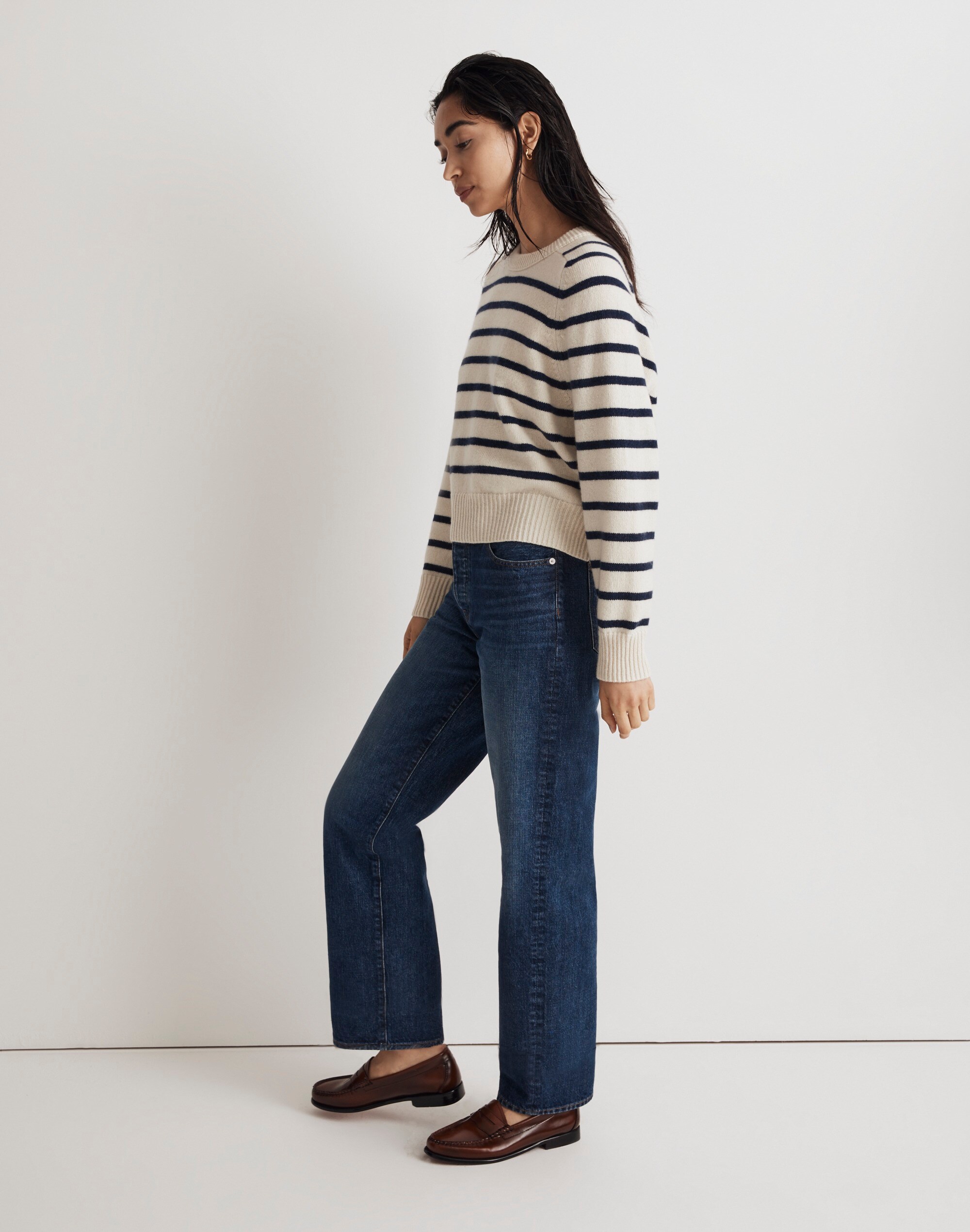 (Re)sourced Cashmere Crewneck Sweater in Stripe