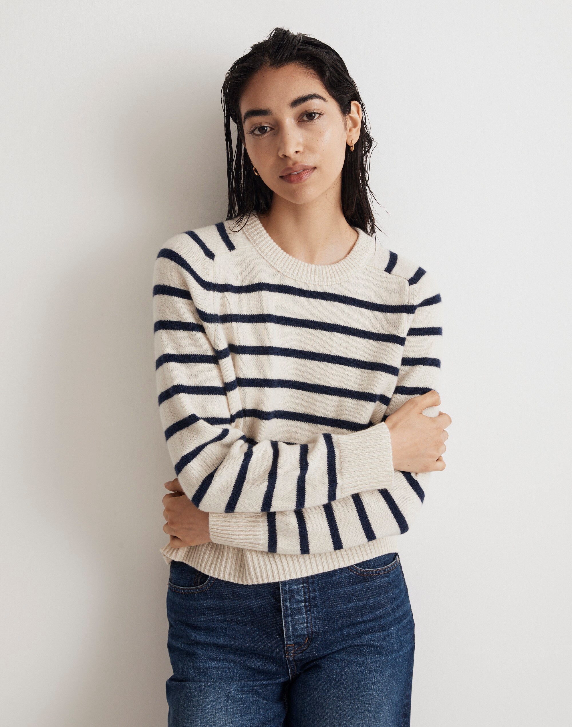(Re)sourced Cashmere Crewneck Sweater in Stripe