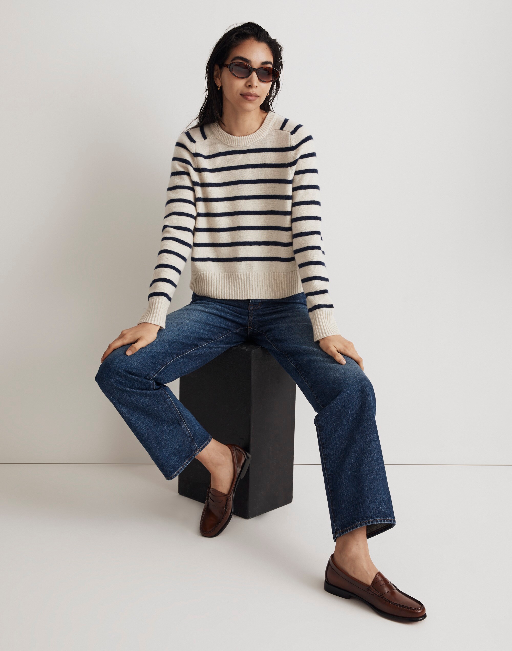 (Re)sourced Cashmere Crewneck Sweater in Stripe