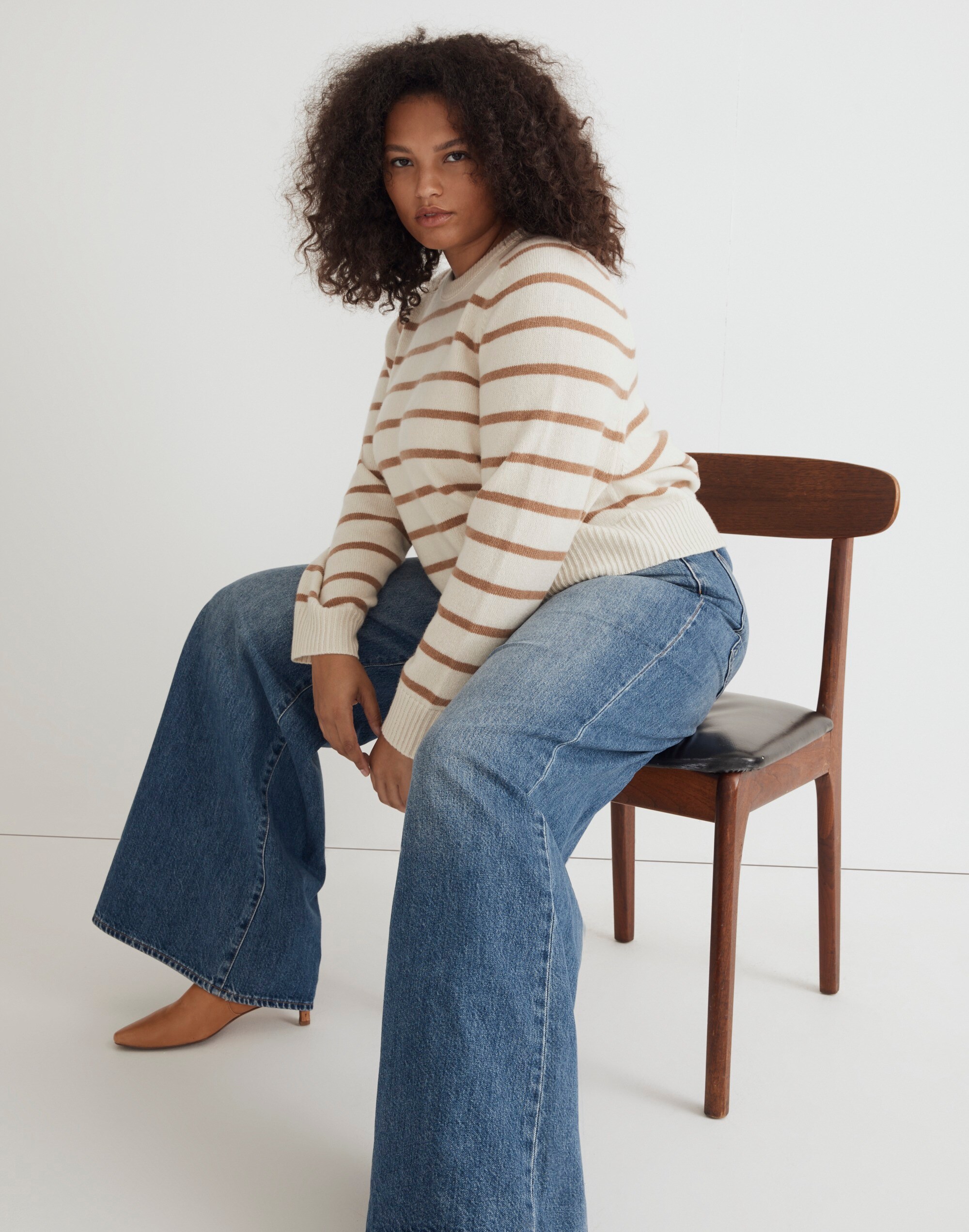 (Re)sourced Cashmere Crewneck Sweater in Stripe