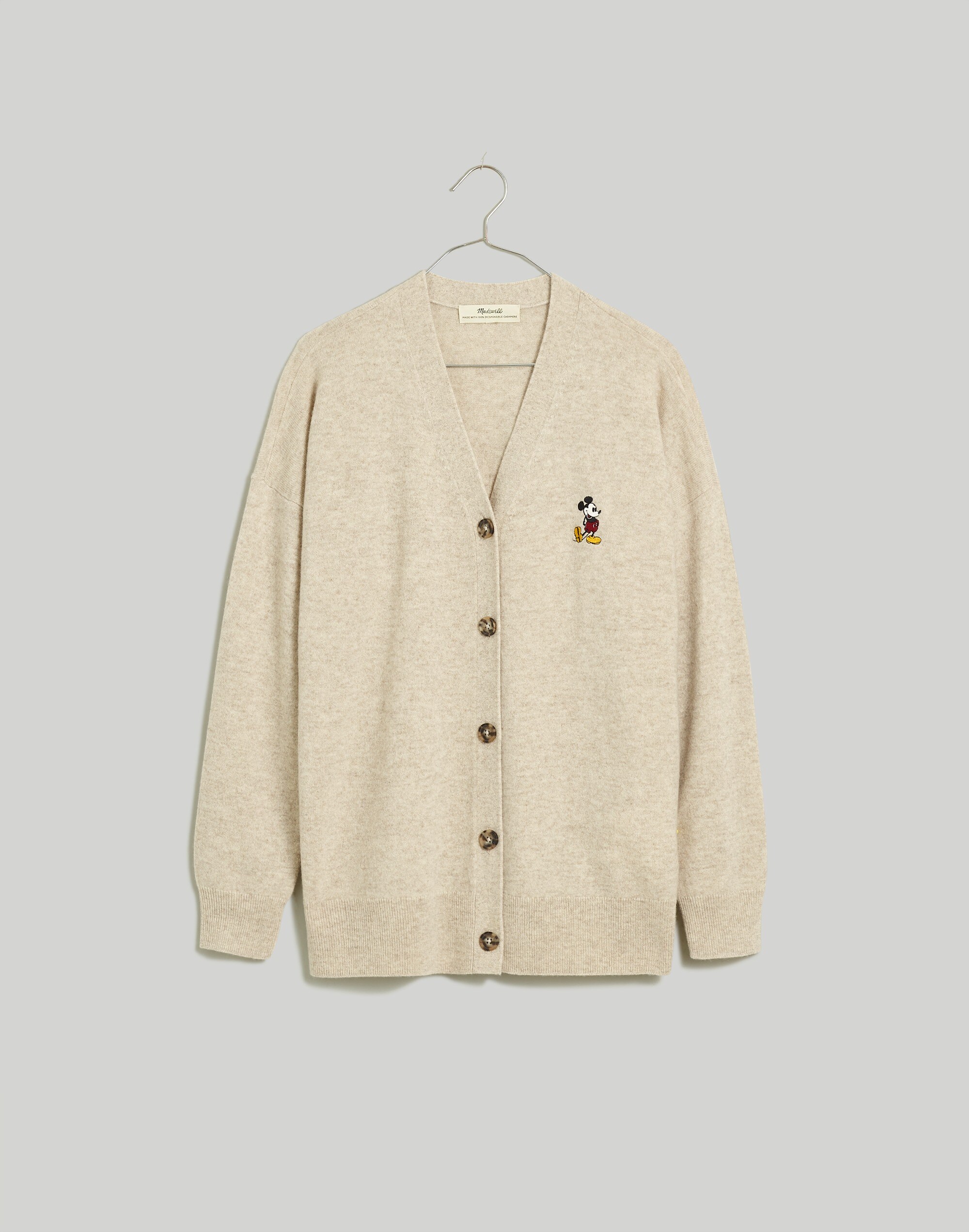 Disney Mickey Mouse-Embroidered Cardigan Sweater in (Re)sponsible Cashmere