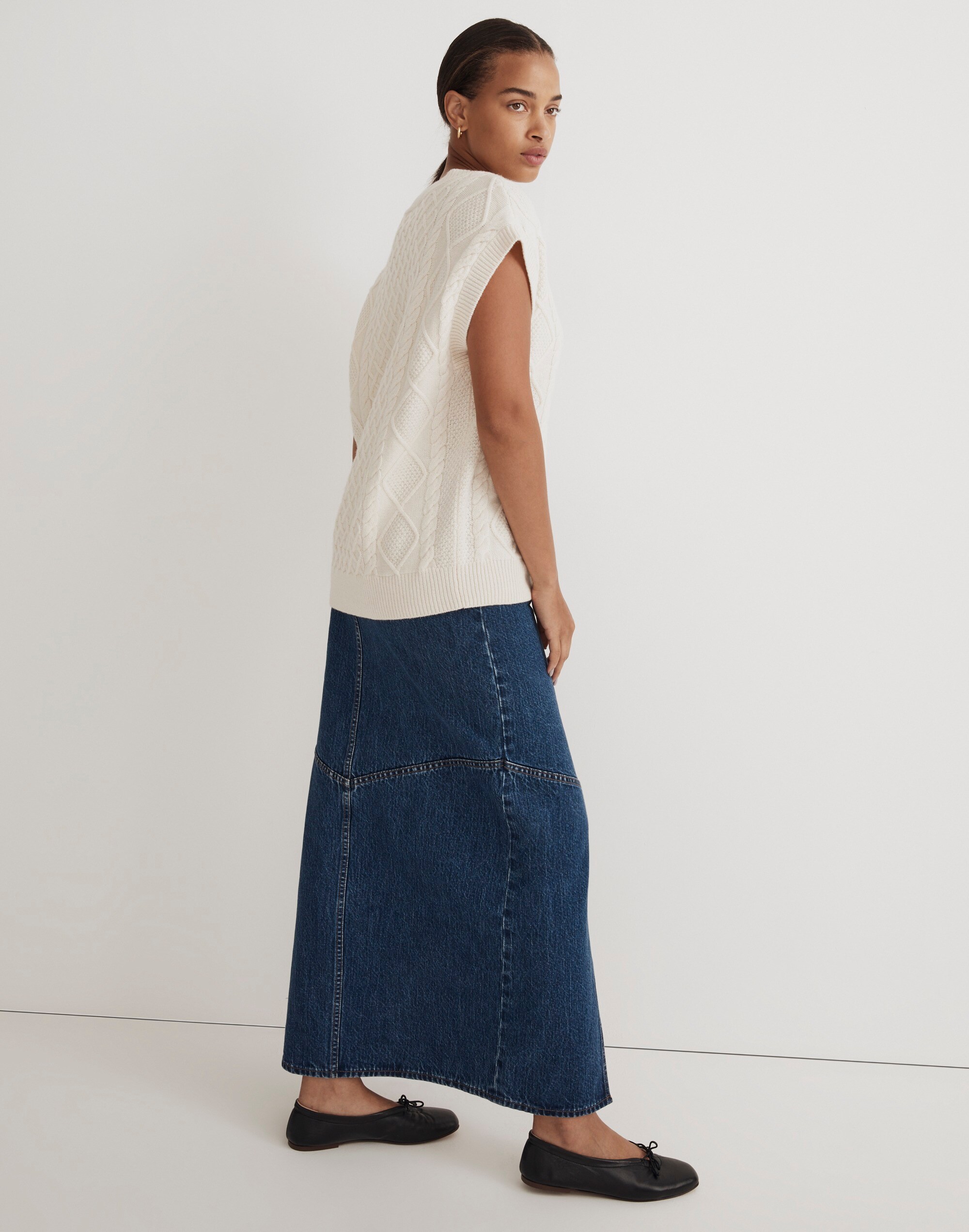 Cable-Knit V-Neck Sweater Vest