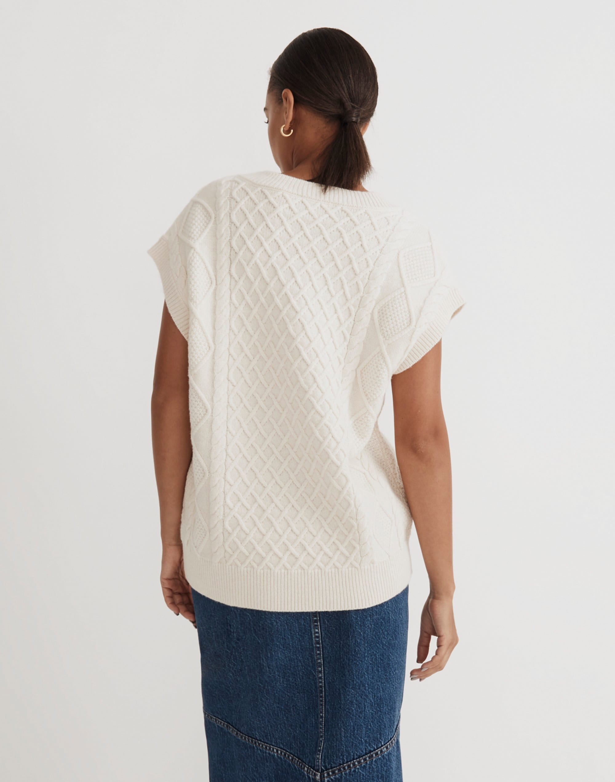 Cable-Knit V-Neck Sweater Vest