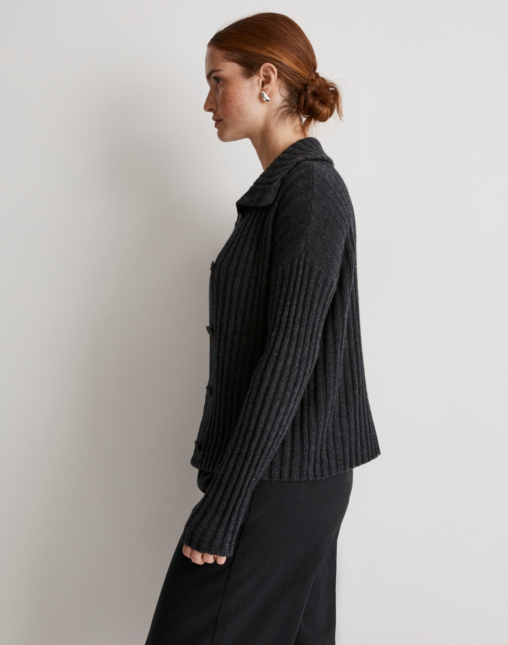 Oversize-Collar Cardigan Sweater