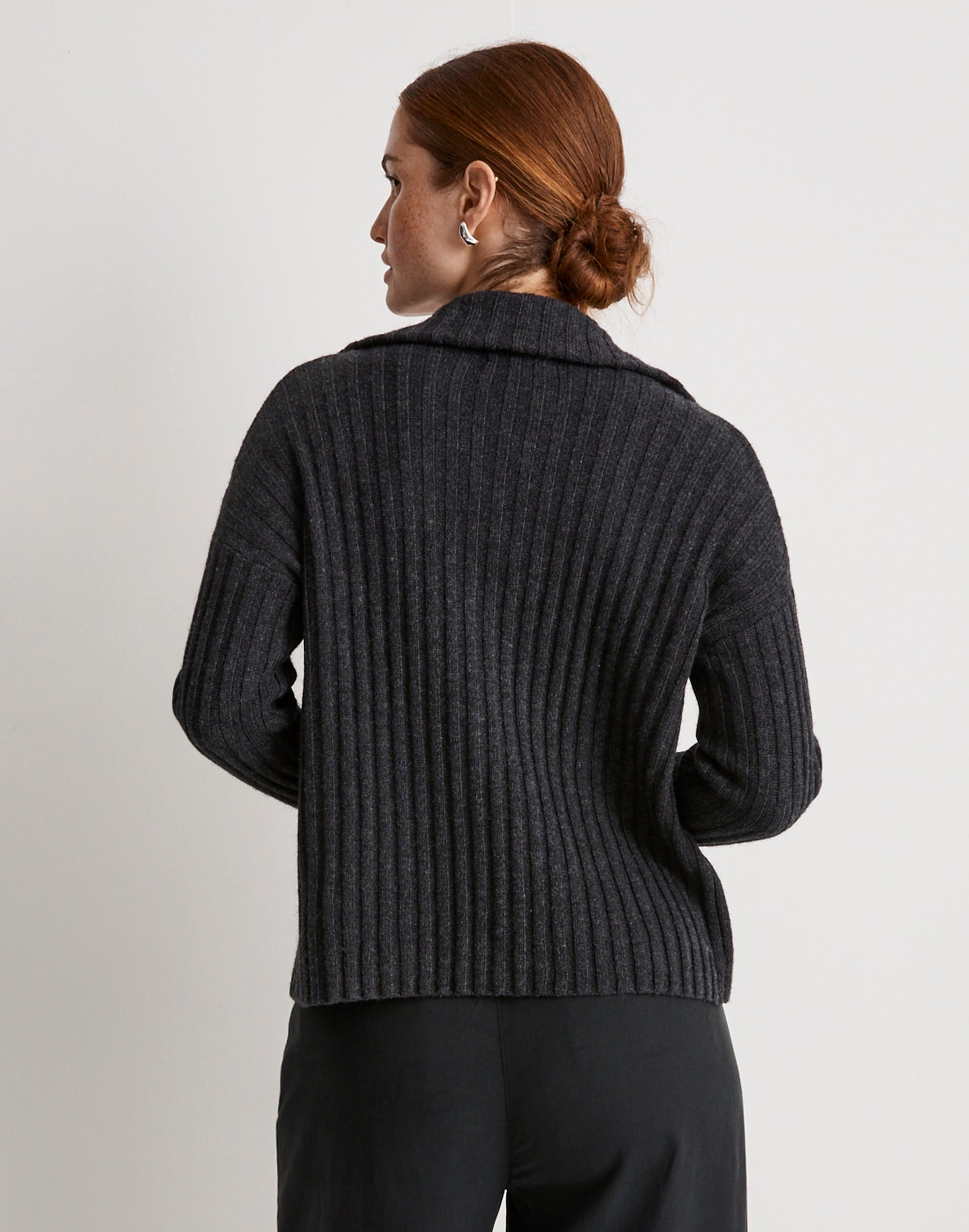 Oversize-Collar Cardigan Sweater