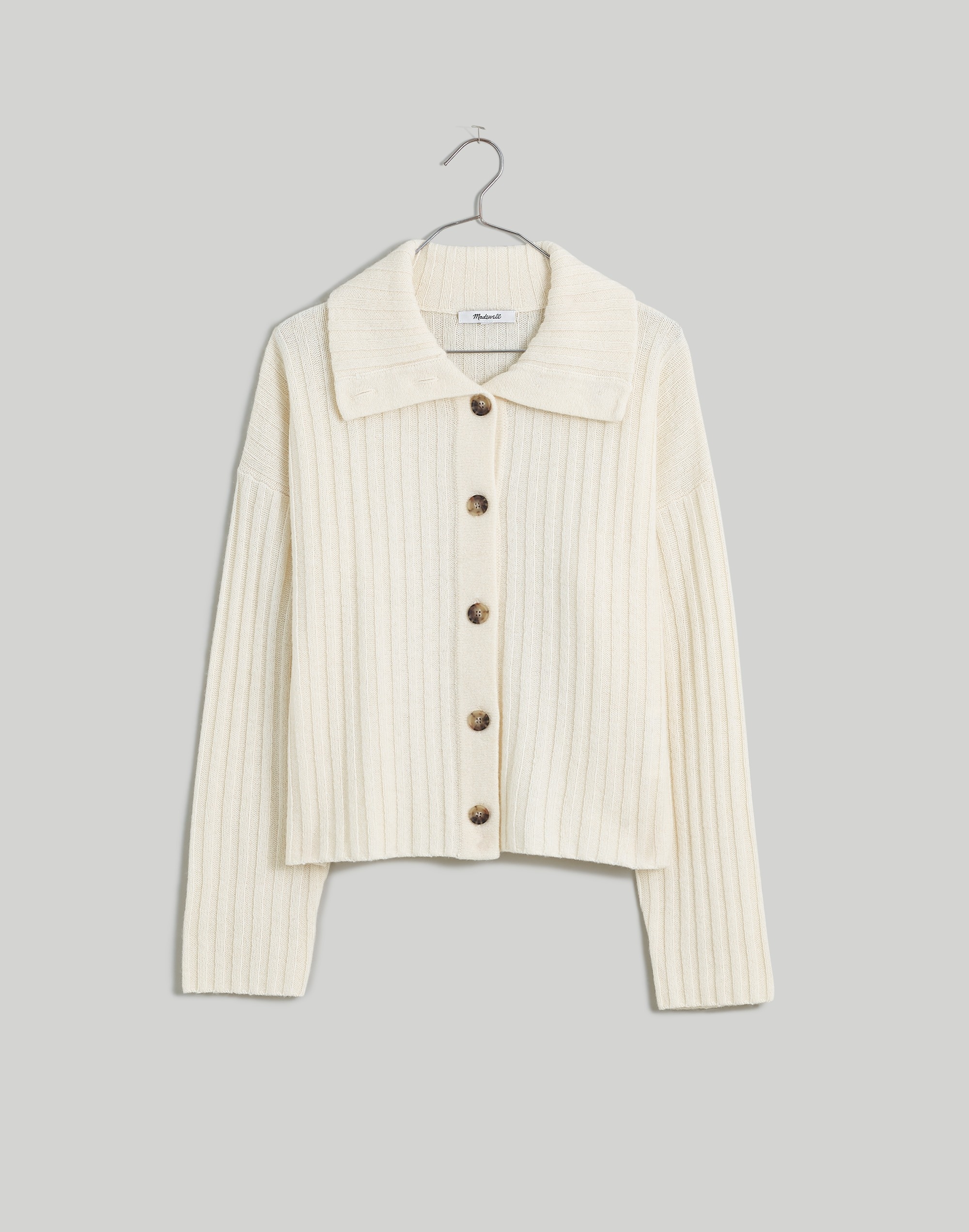 Oversize-Collar Cardigan Sweater