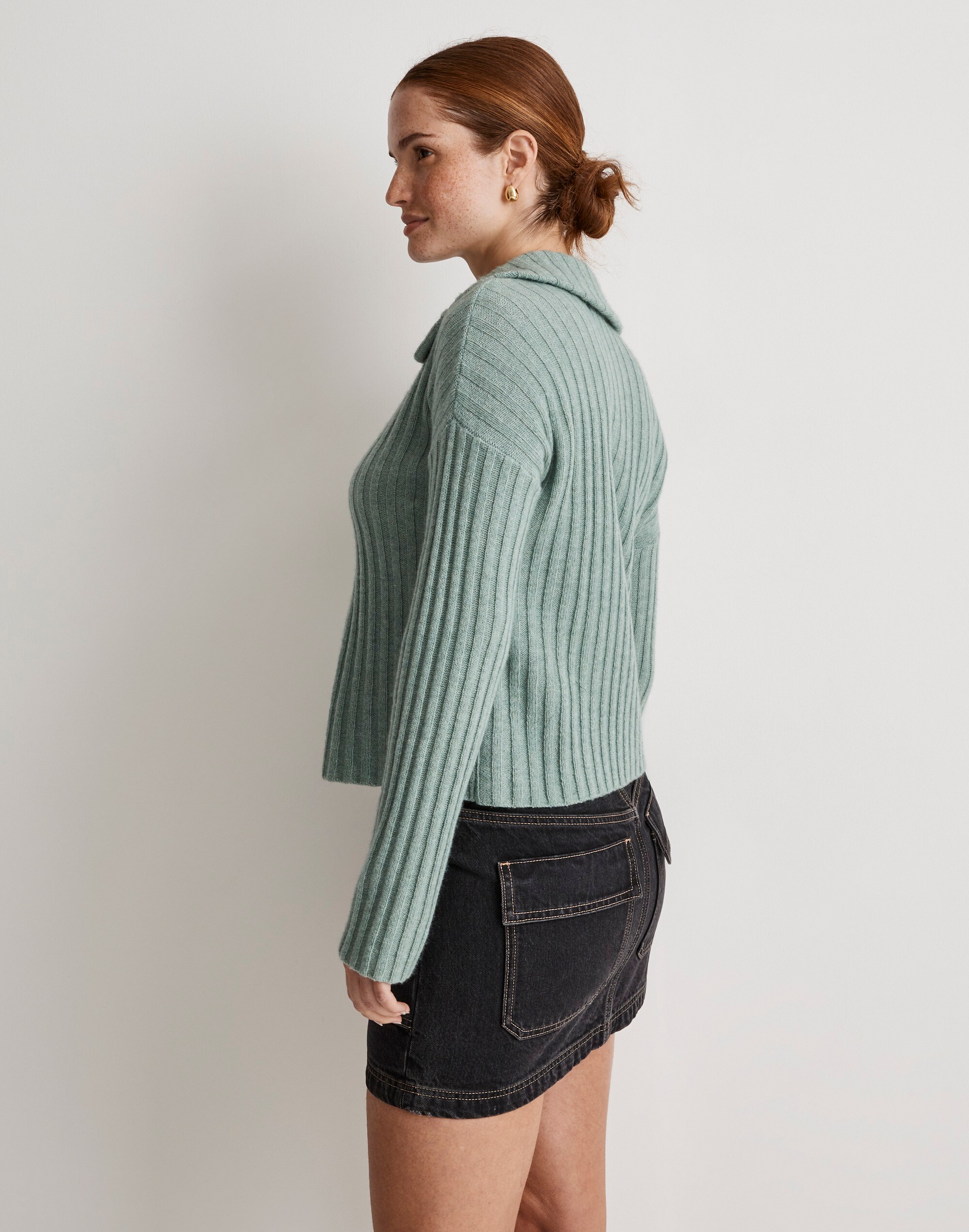 Oversize-Collar Cardigan Sweater