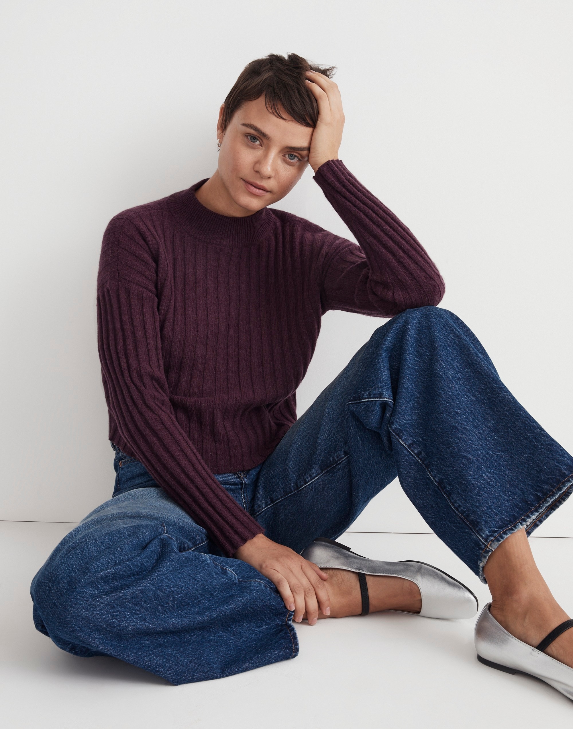 Mockneck Crop Sweater