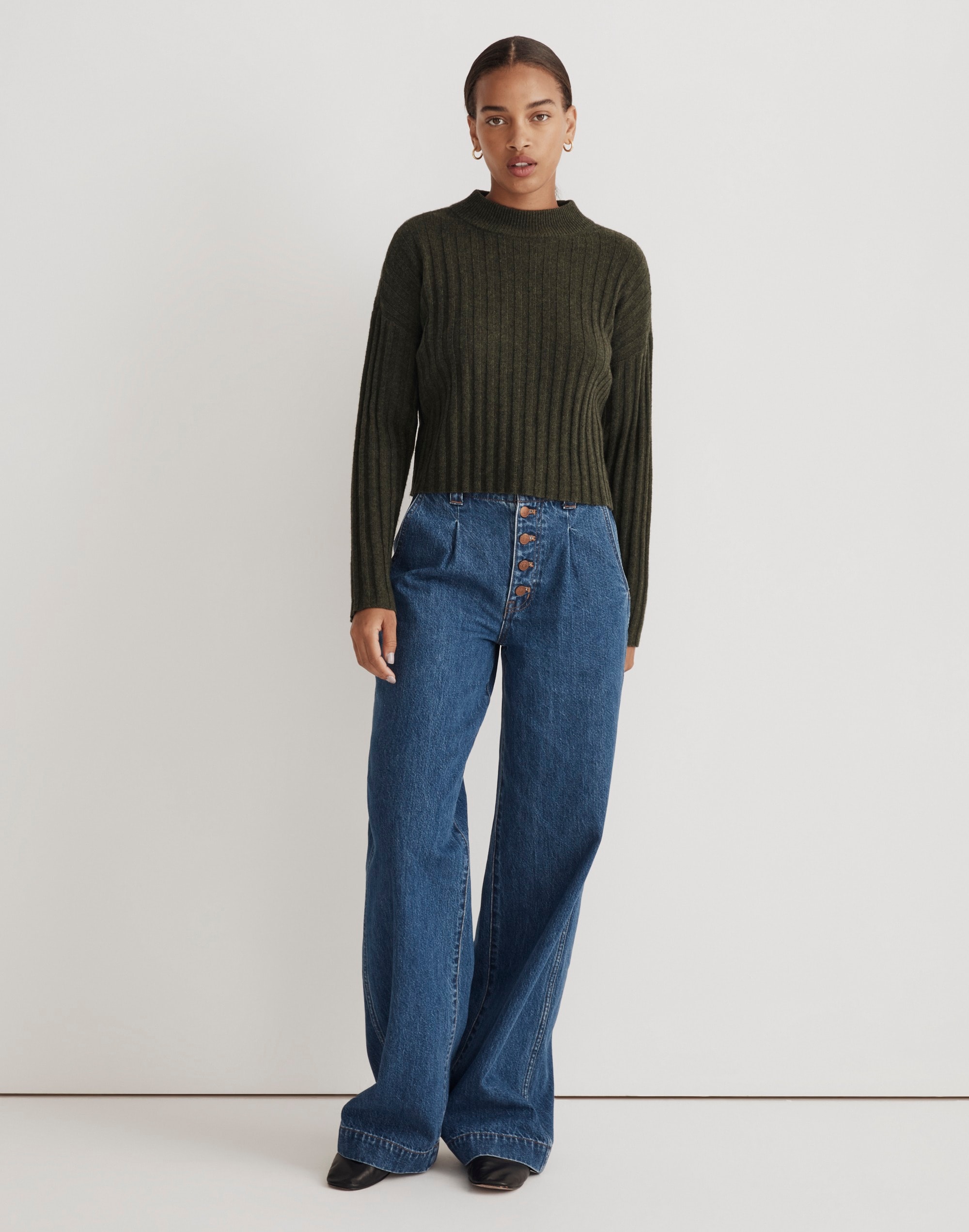 Mockneck Crop Sweater