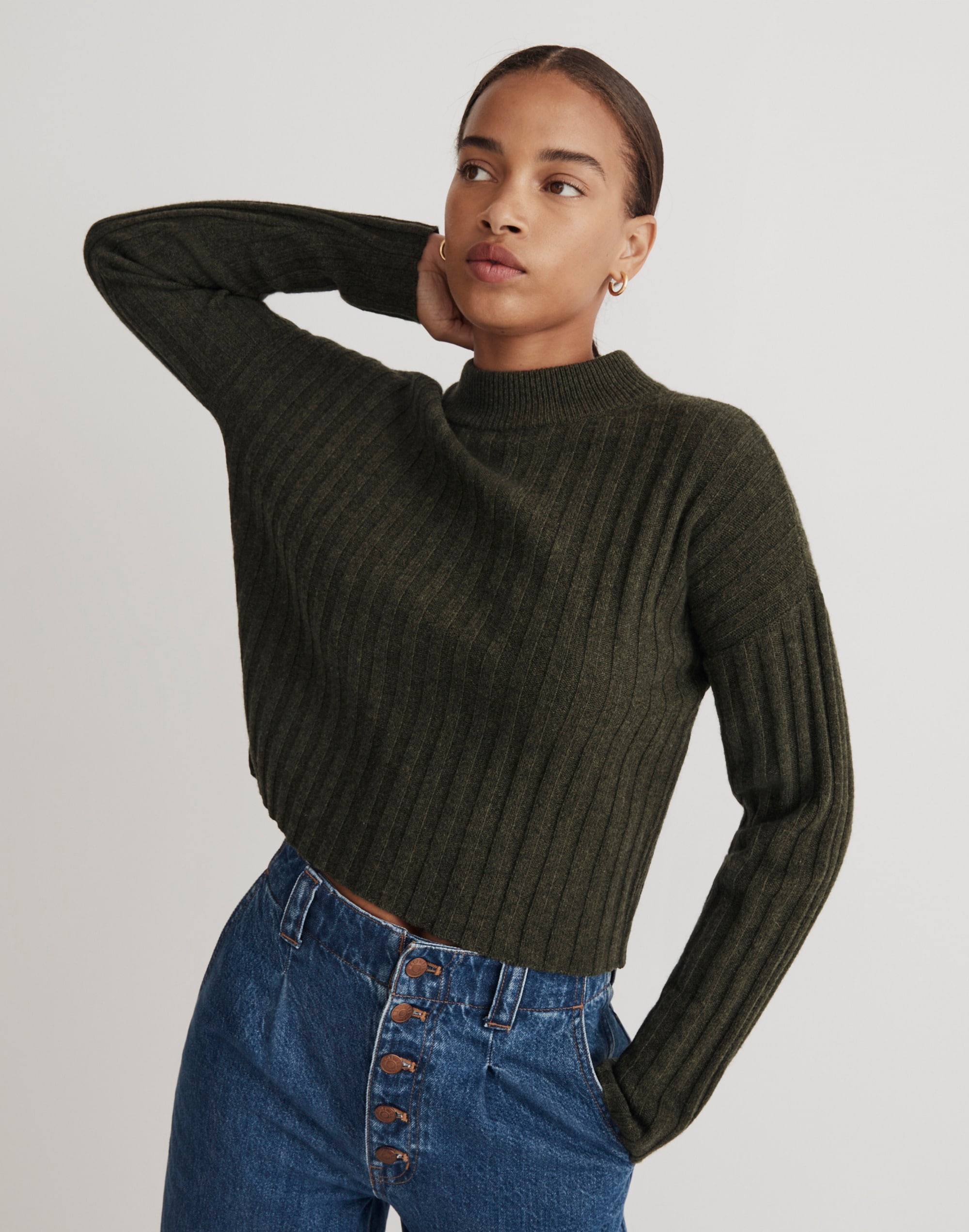 Mockneck Crop Sweater