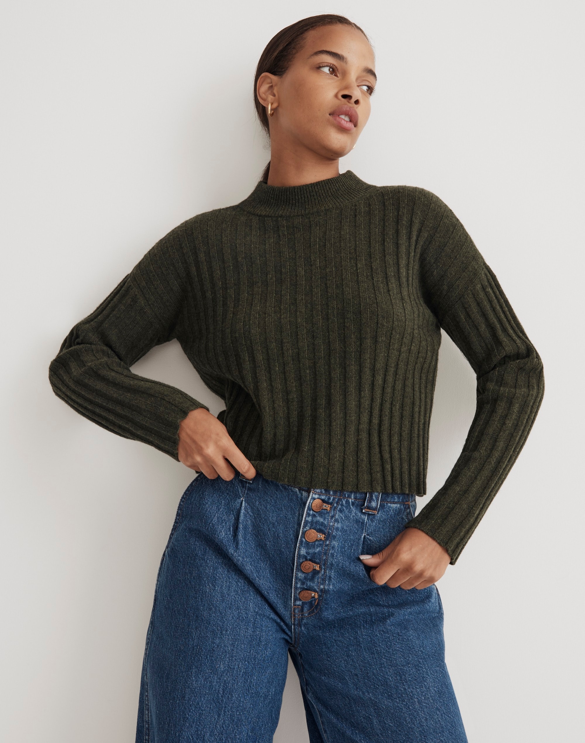 Mockneck Crop Sweater