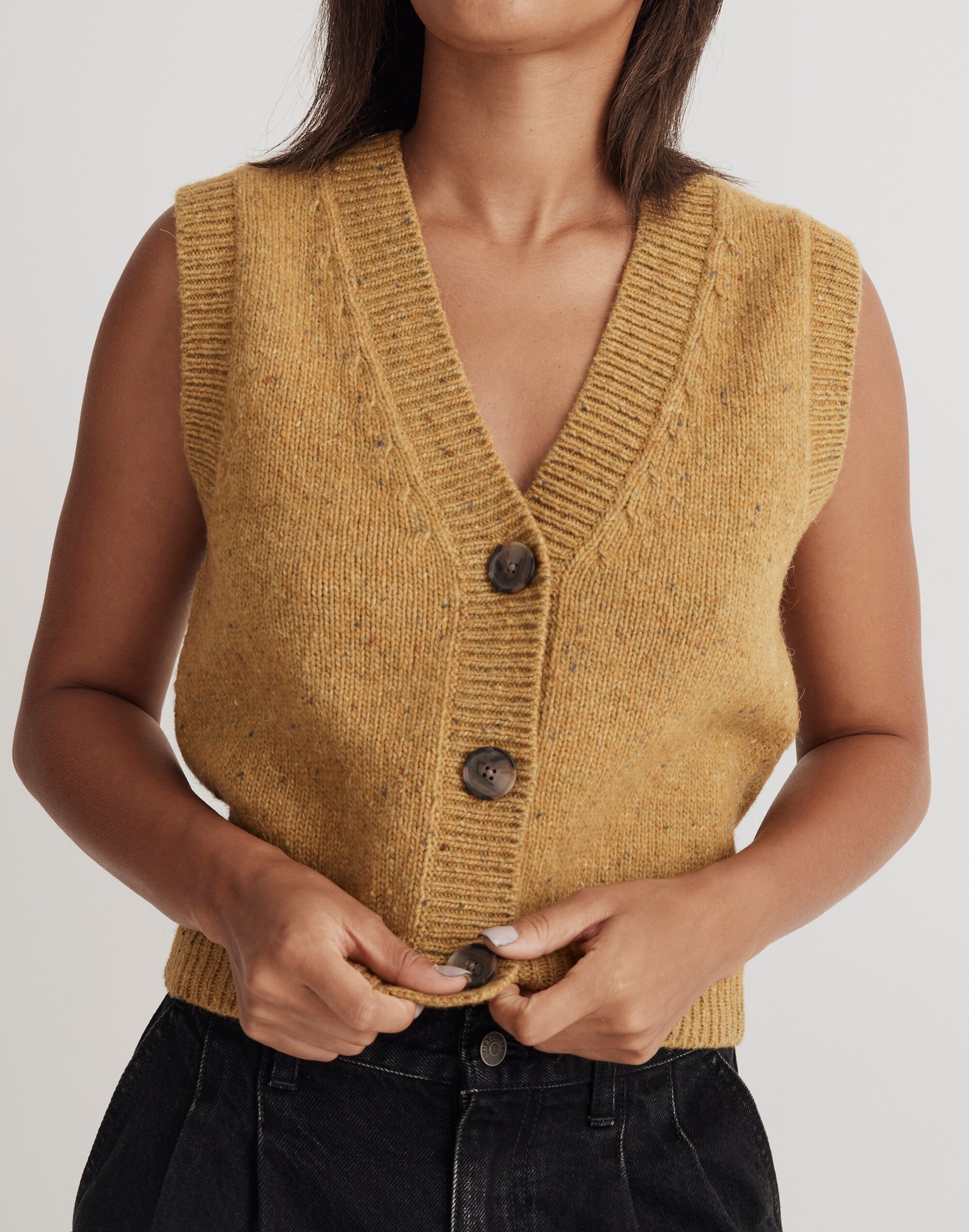 Donegal Button-Front Sweater Vest