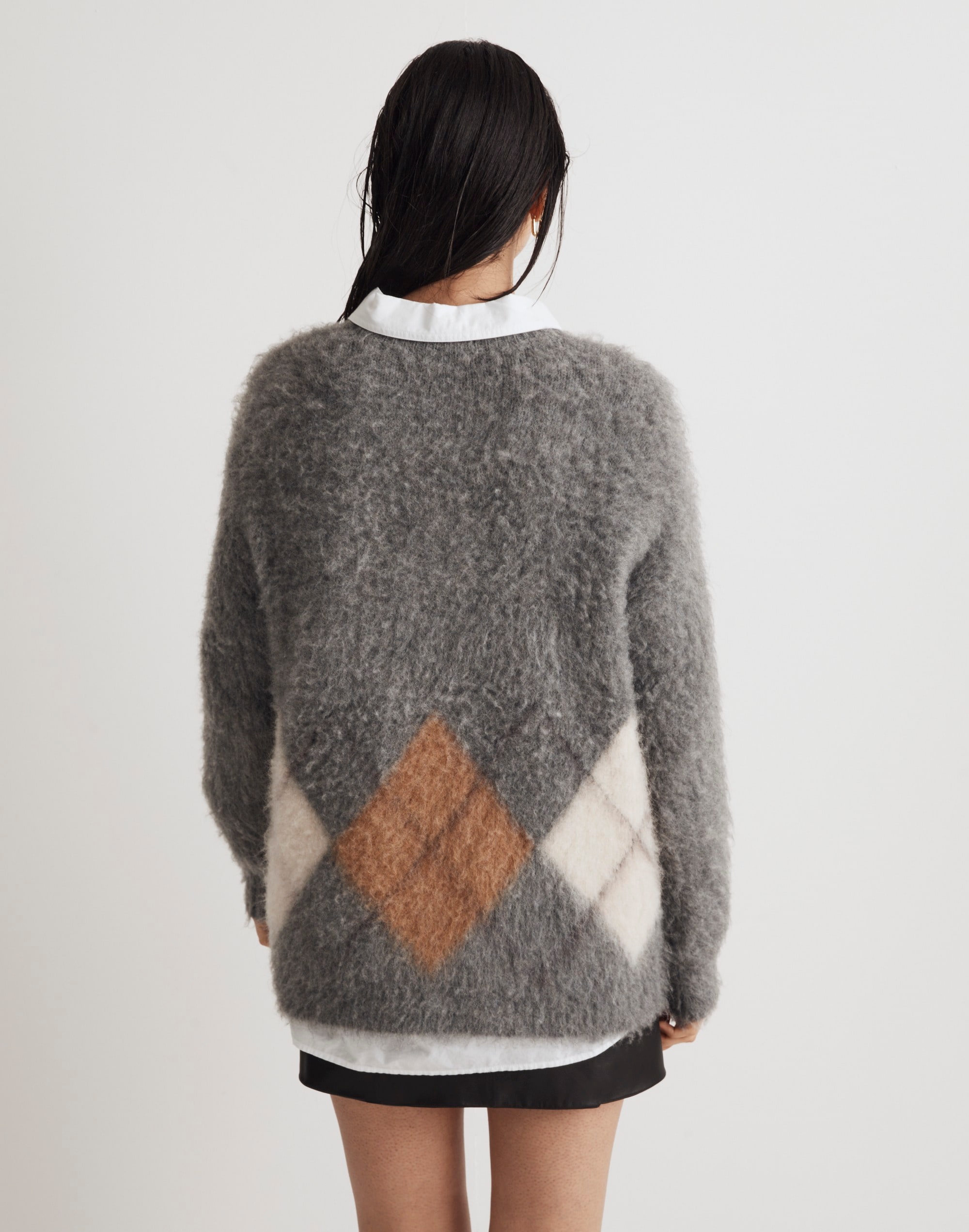 Brushed Argyle Crewneck Sweater