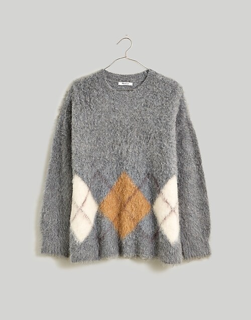 Brushed Argyle Crewneck Sweater