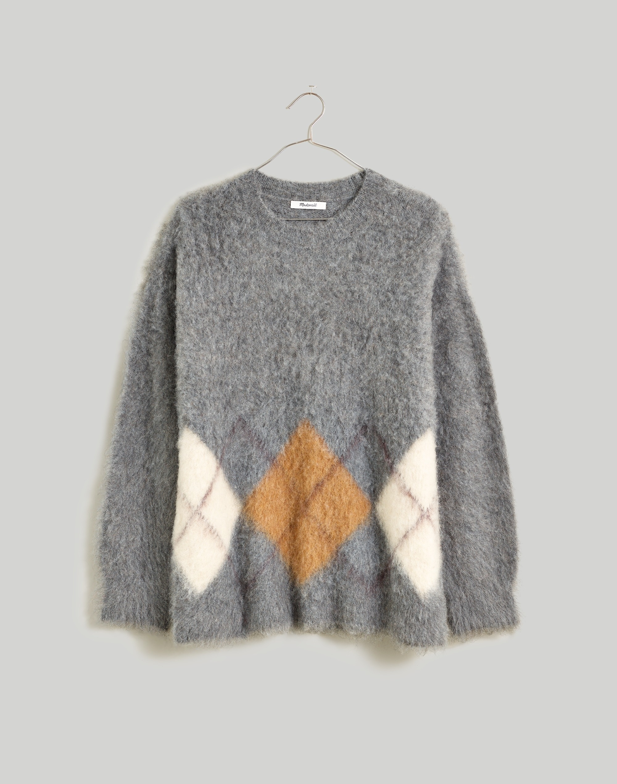 Brushed Argyle Crewneck Sweater