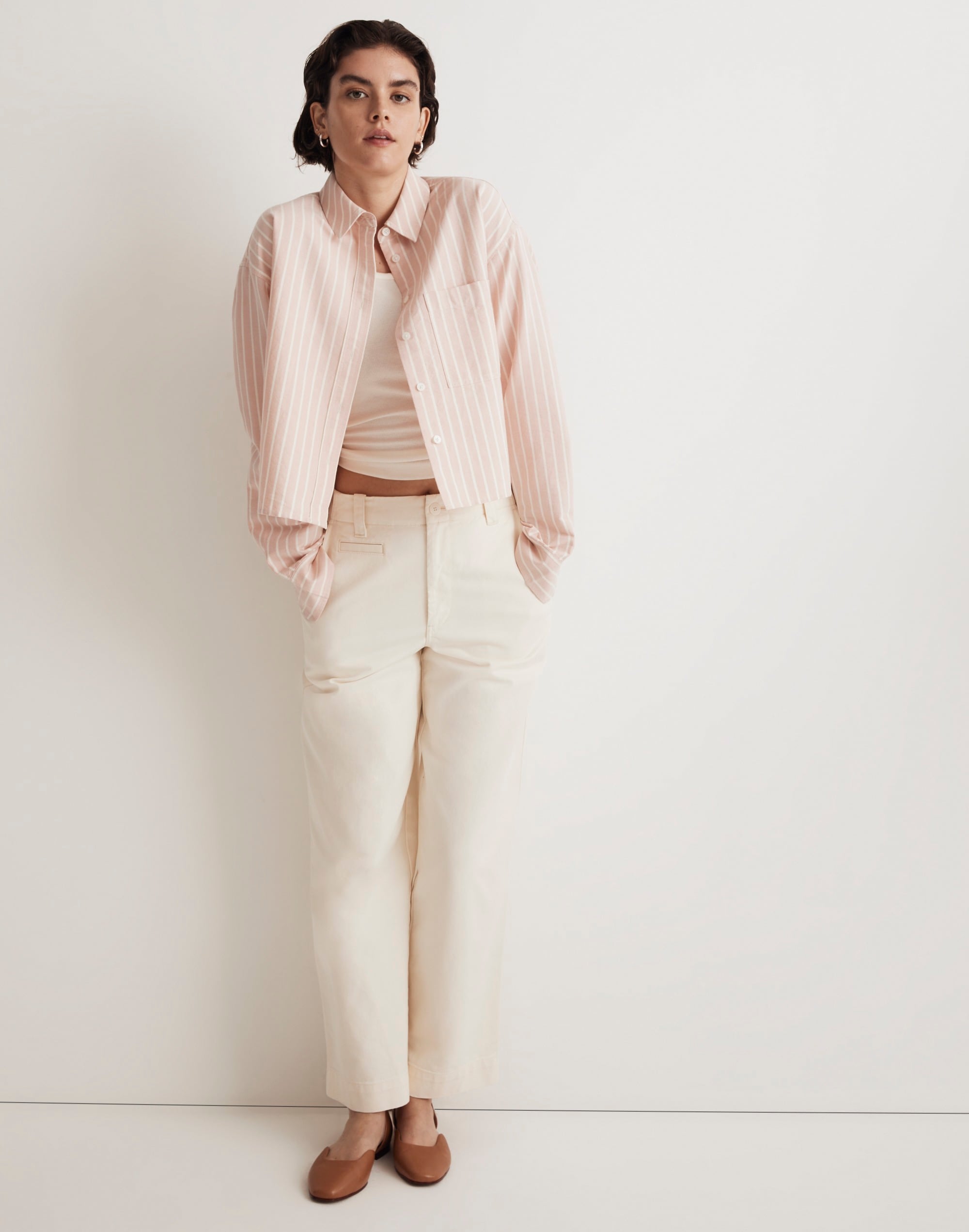 the signature oxford crop shirt in stripe