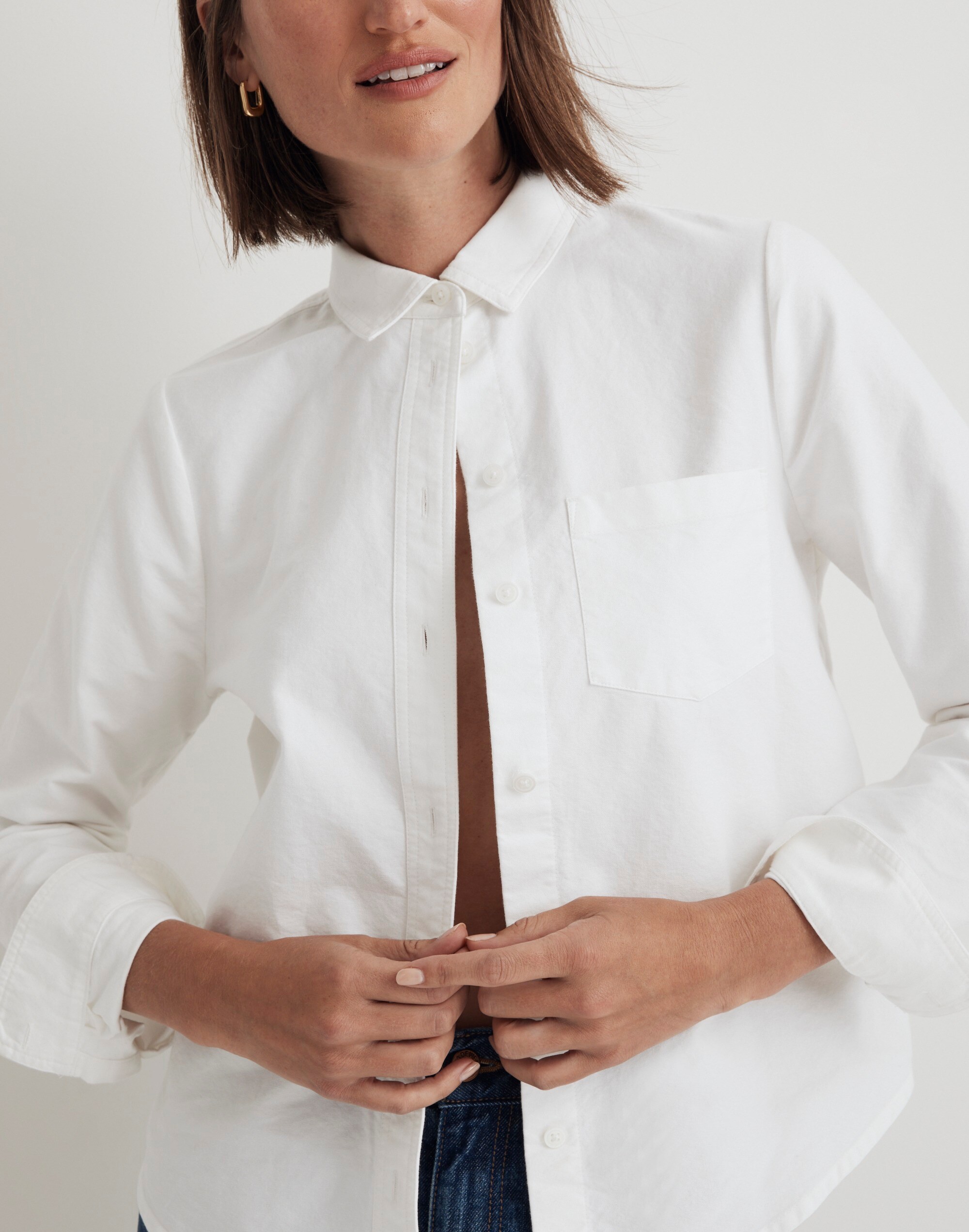 Oxford Button-Up Shrunken Shirt