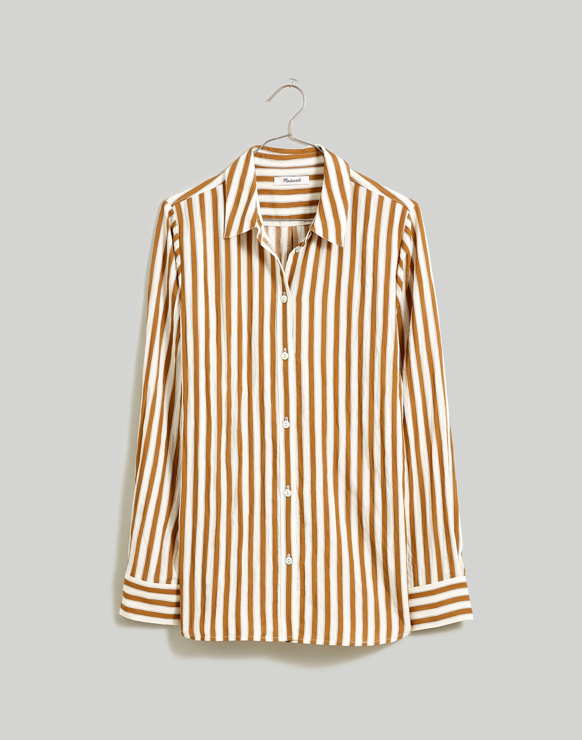 Crinkled Button-Up Shirt in Stripe