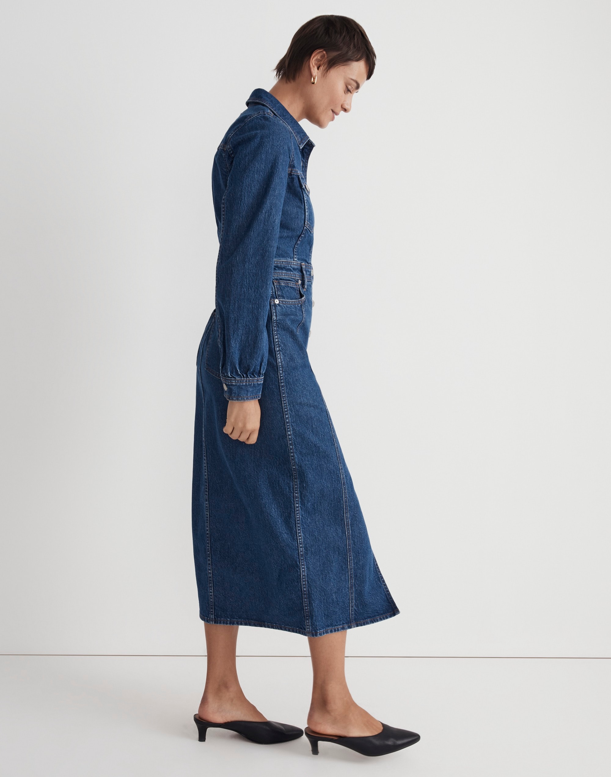Denim Midi Shirtdress in Glissan Wash