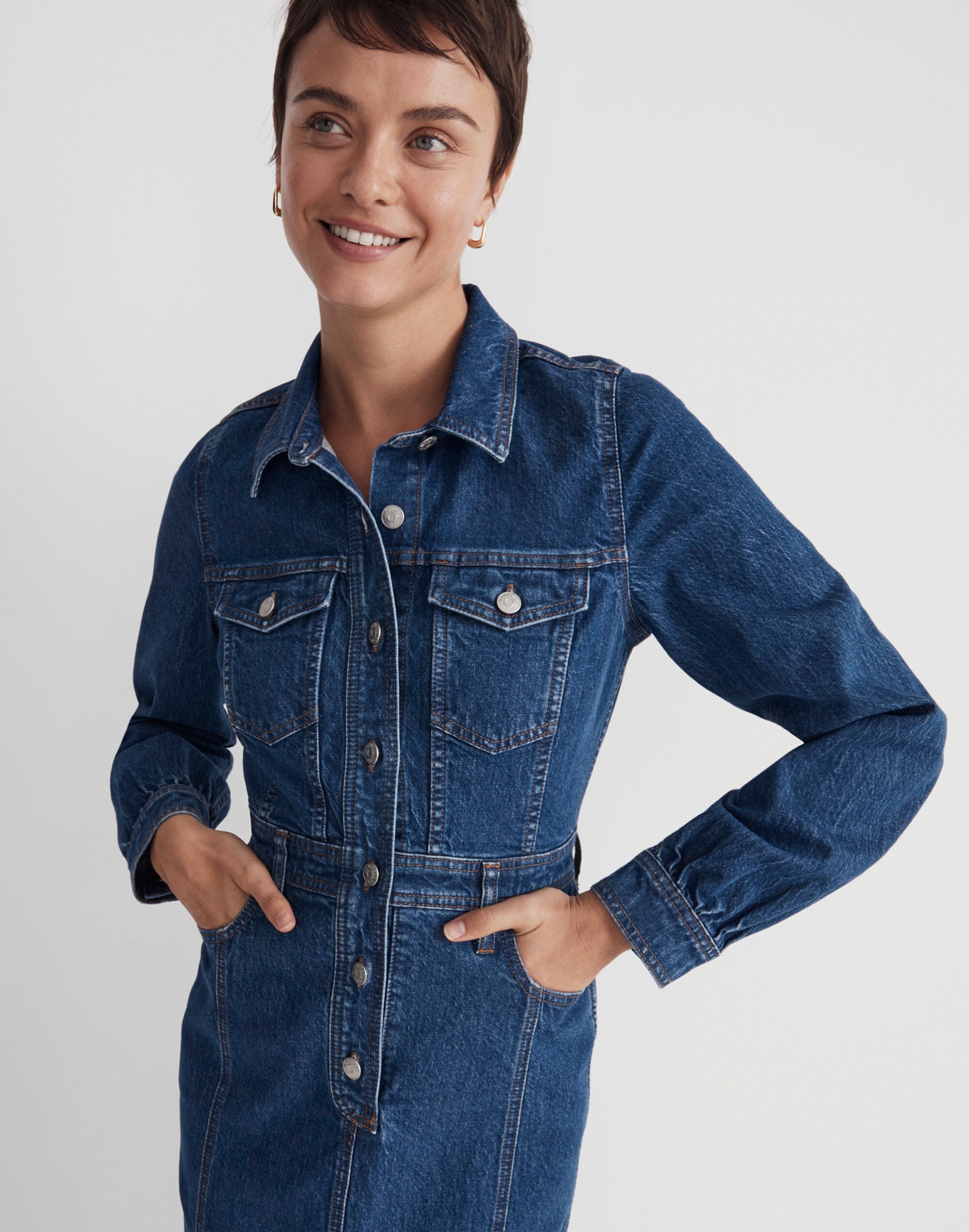 Denim Midi Shirtdress in Glissan Wash