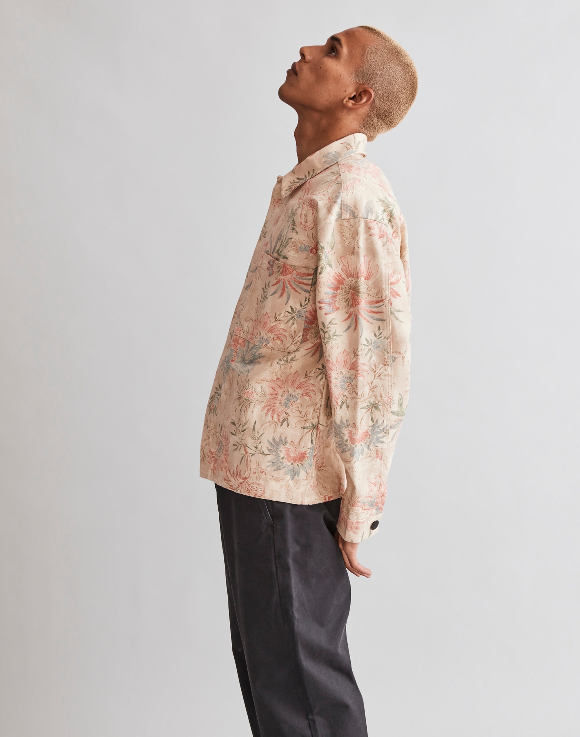 Canvas Boxy Shirt-Jacket in Floral