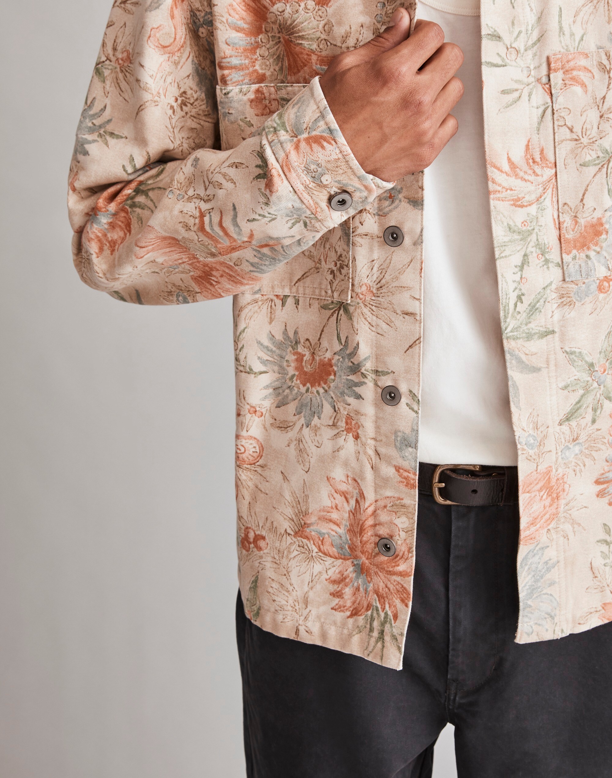 Canvas Boxy Shirt-Jacket in Floral