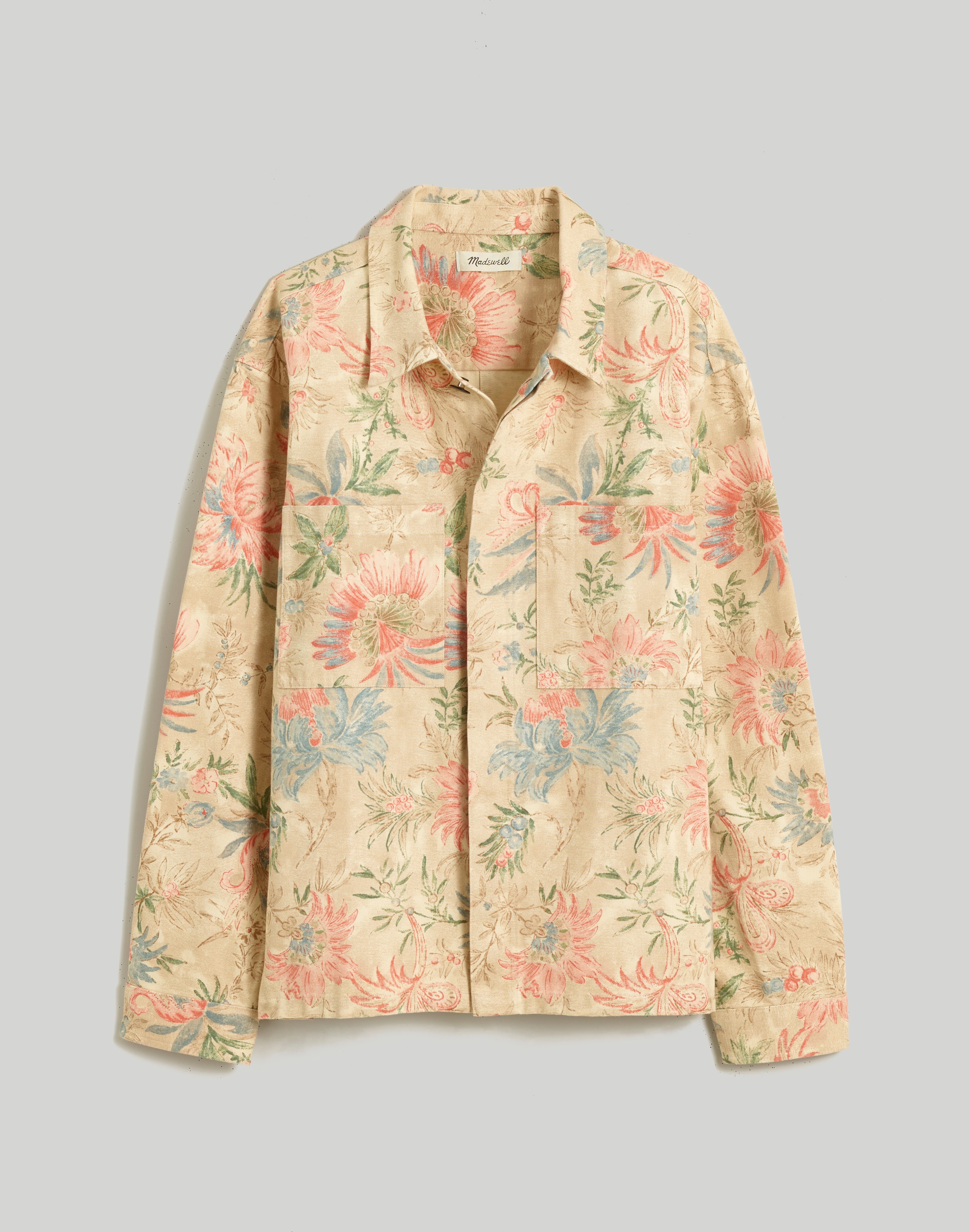 Canvas Boxy Shirt-Jacket in Floral