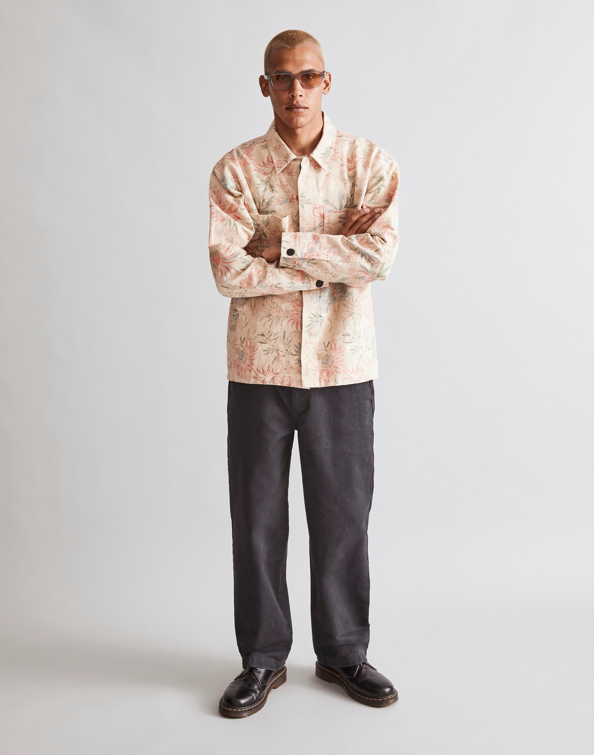 Canvas Boxy Shirt-Jacket in Floral