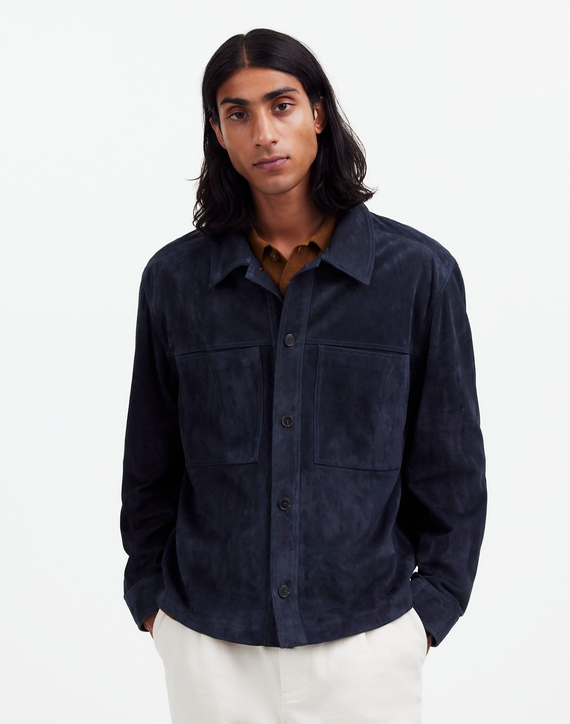 Suede Leather Boxy Shirt-Jacket