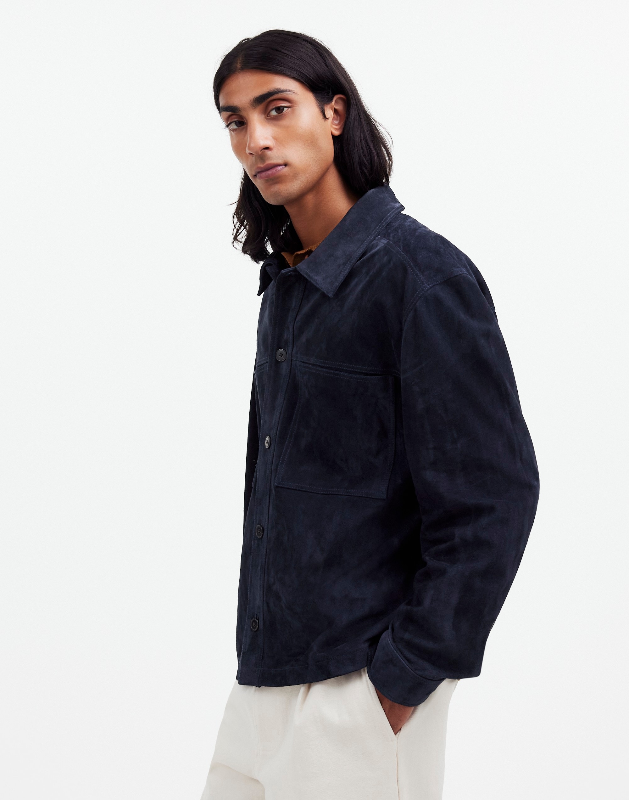 Suede Leather Boxy Shirt-Jacket