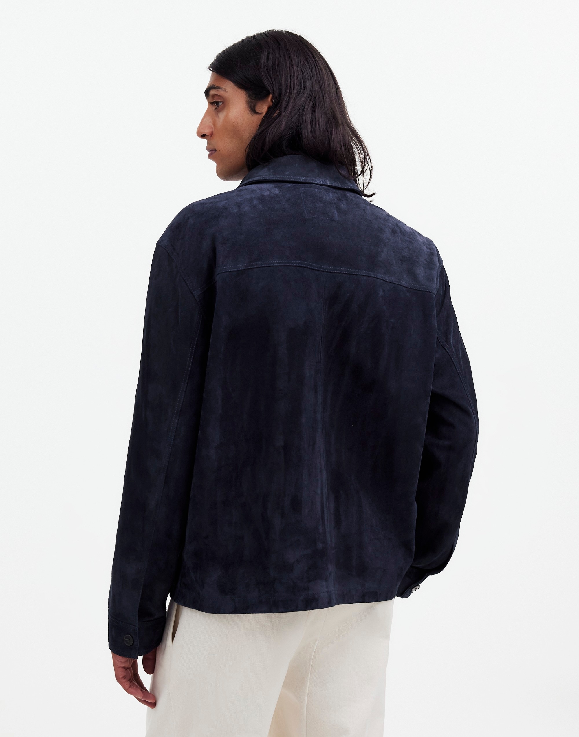 Suede Leather Boxy Shirt-Jacket